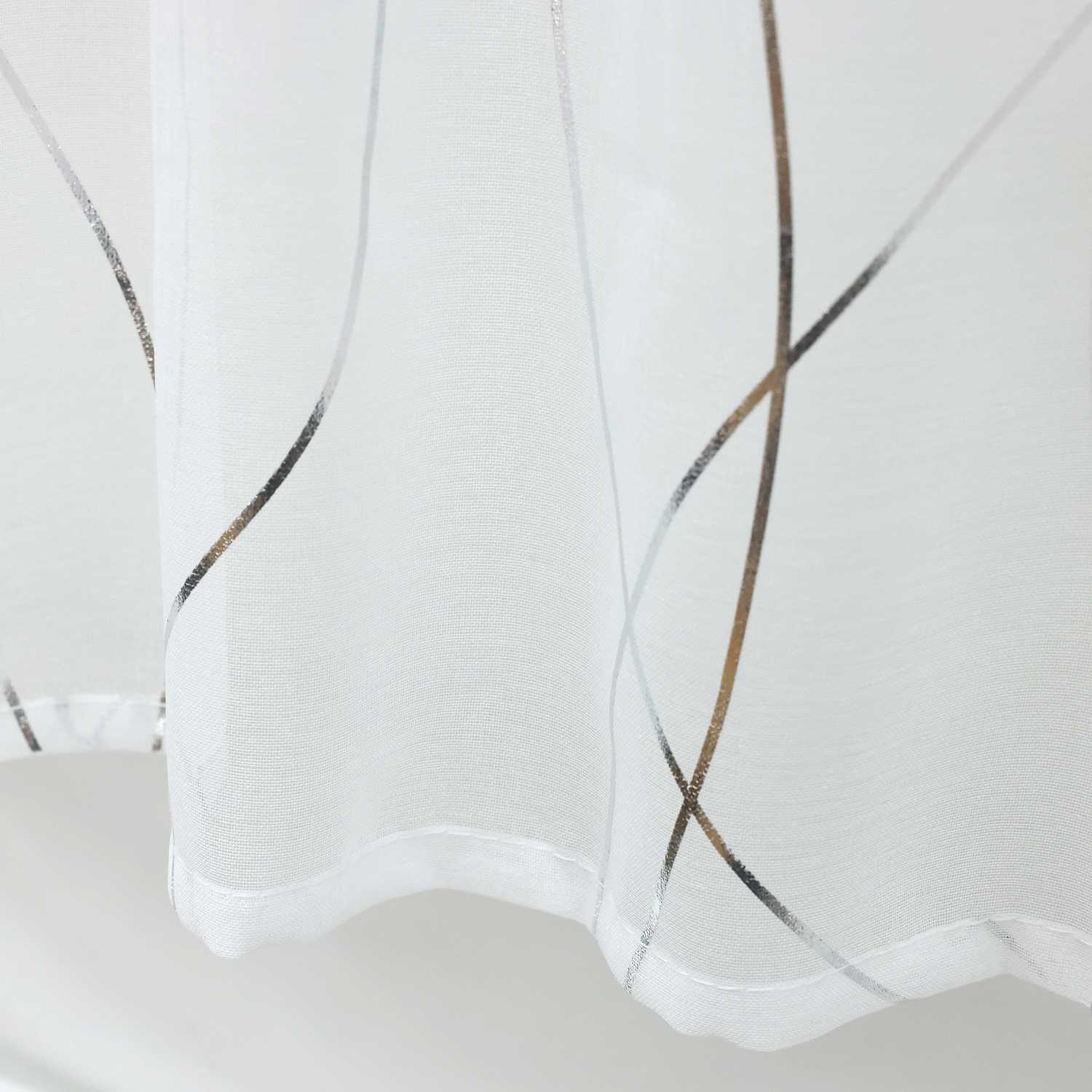 Scheibengardinen durch Tunnelzug Modern Bistrogardine Küchengardinen Landhausstil Kurzstores Wellenstreifen Transparent - Joyswahl