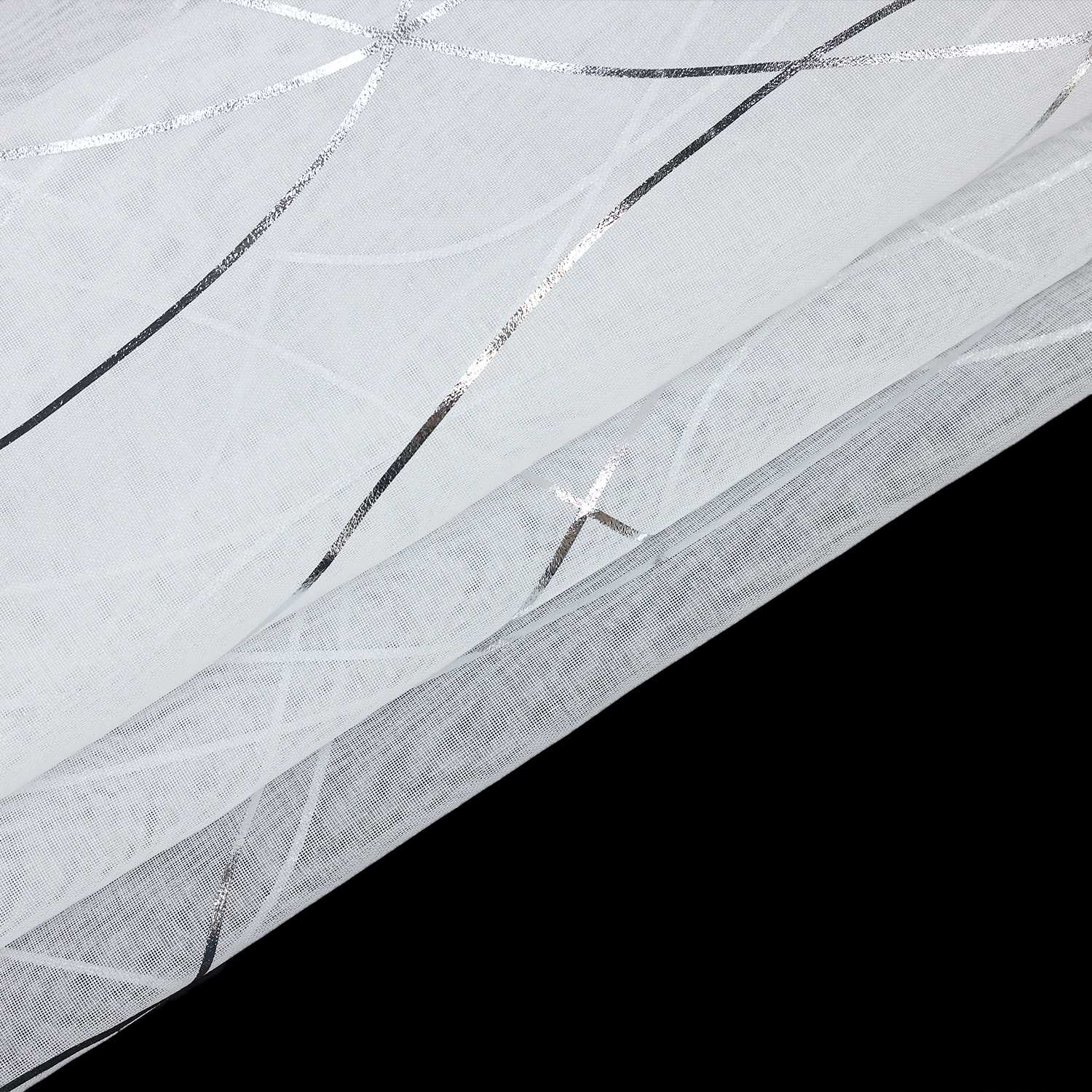Scheibengardinen durch Tunnelzug Modern Bistrogardine Küchengardinen Landhausstil Kurzstores Wellenstreifen Transparent - Joyswahl