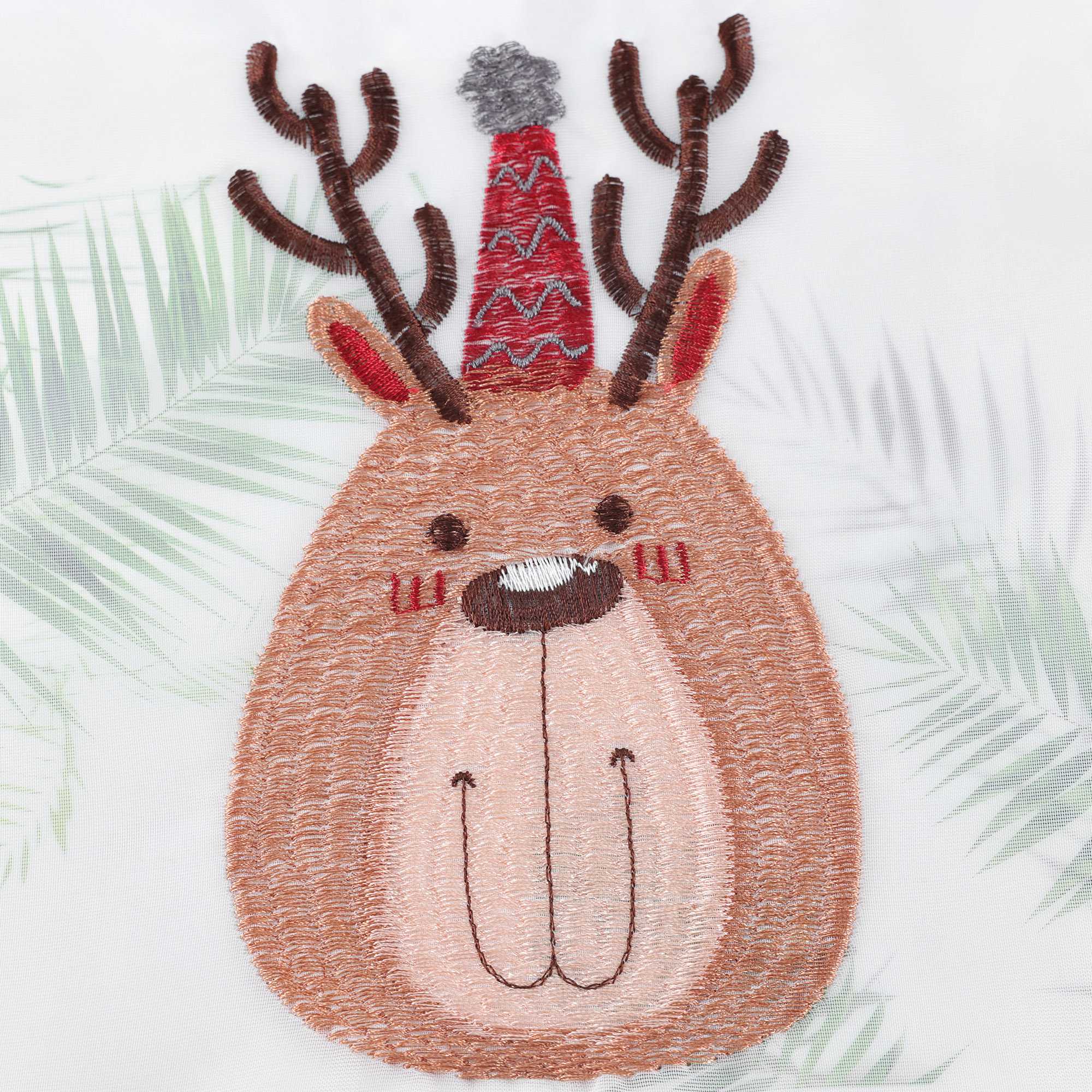 Scheibengardine Weihnachten 1 Stück mit Rentier und Handschuh Stickerei - Joyswahl