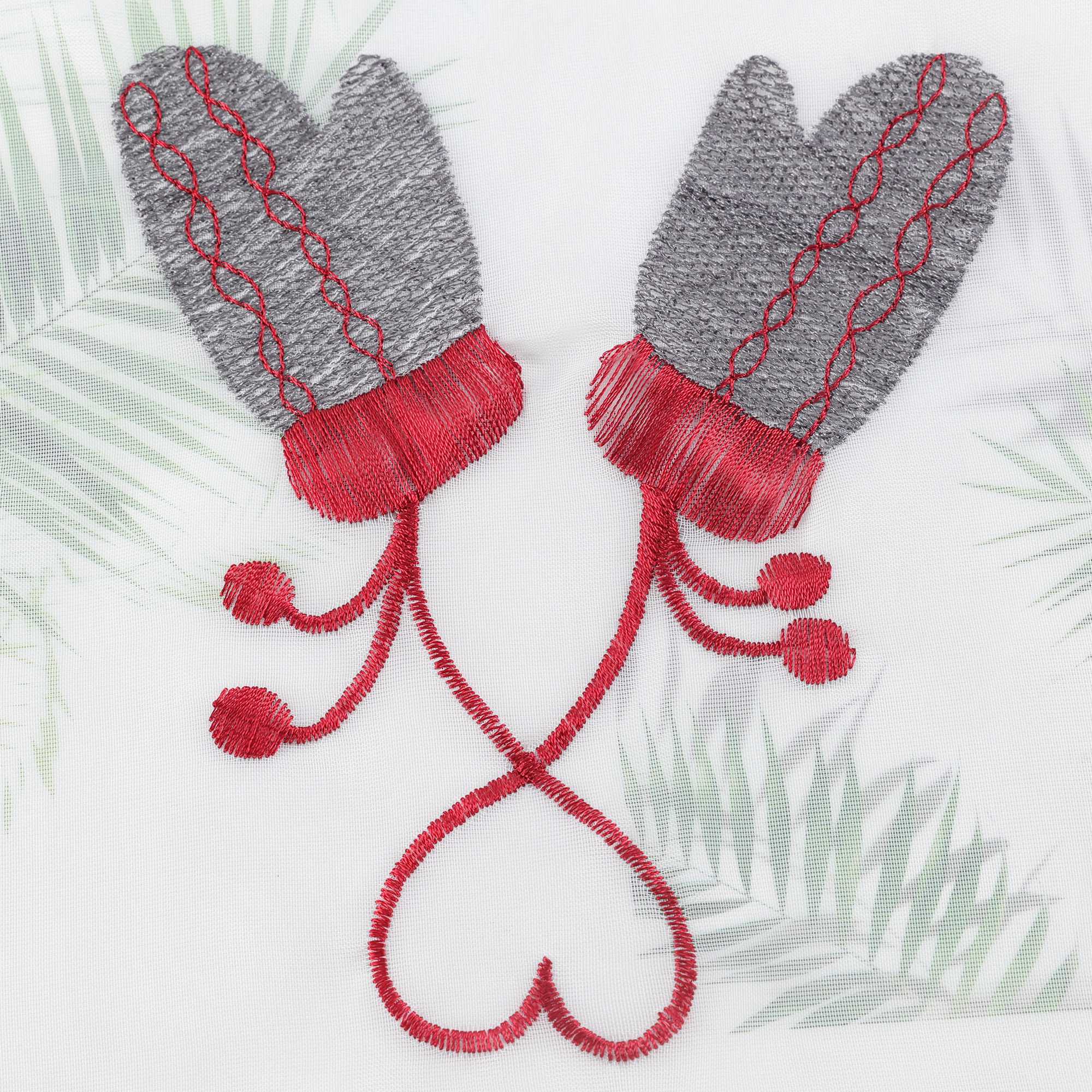 Scheibengardine Weihnachten 1 Stück mit Rentier und Handschuh Stickerei - Joyswahl