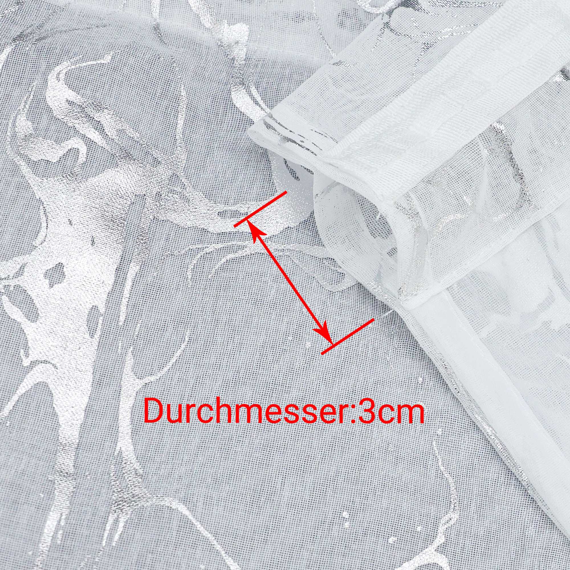 Scheibengardine durch Stangendurchzug doppelschichtige Küchengardinen mit silbernem Marmormuster 2er Set - Joyswahl