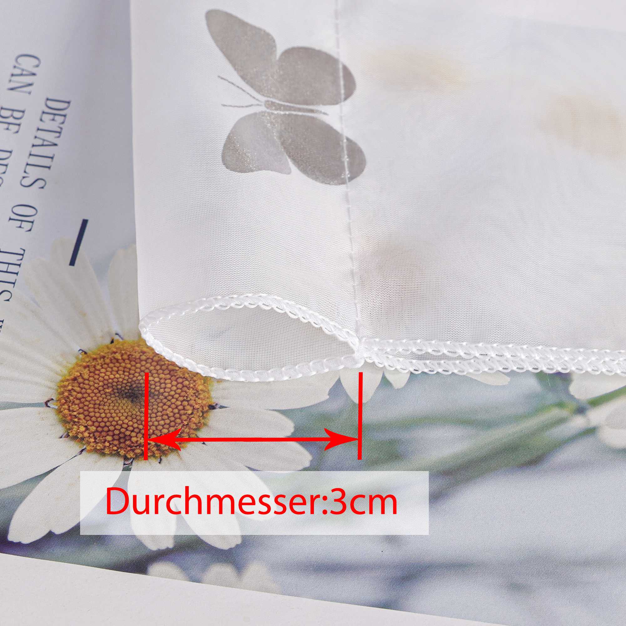Scheibengardine Bistrogardine mit Schmetterlingsmuster Modern Voile Küche Gardinen Transparent 1 Stück - Joyswahl