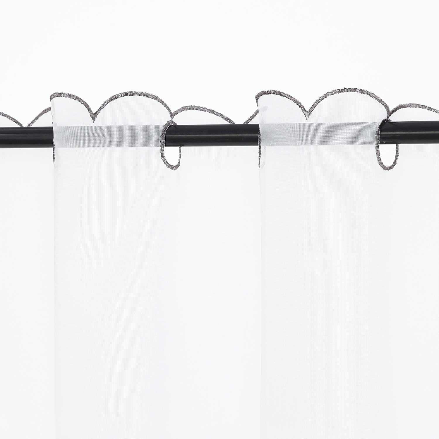 Farbige Stickerei Voile Scheibengardine Transparenter Café Vorhang Kurzstore mit Blüten-Stickerei - Joyswahl