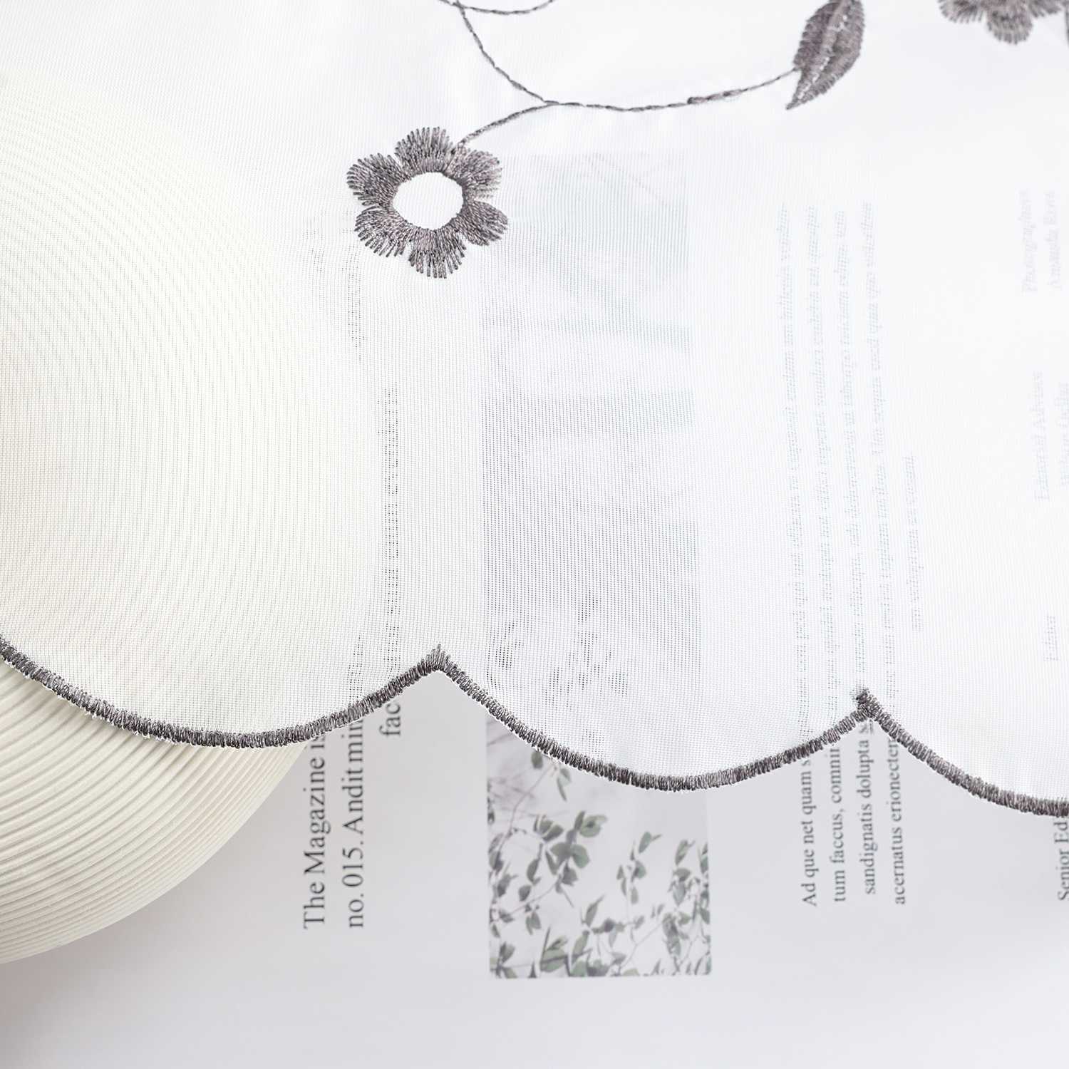 Farbige Stickerei Voile Scheibengardine Transparenter Café Vorhang Kurzstore mit Blüten-Stickerei - Joyswahl