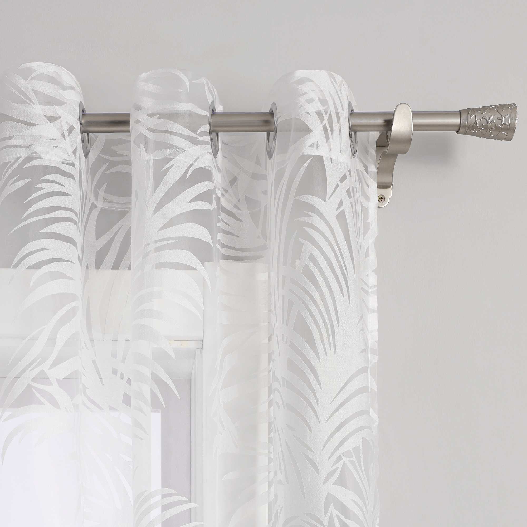Voile Gardine in Ausbrenner mit Blätter Muster transparenter Vorhang Unifarbiges Schals Wohnzimmer Fensterschal 1 Stück - Joyswahl