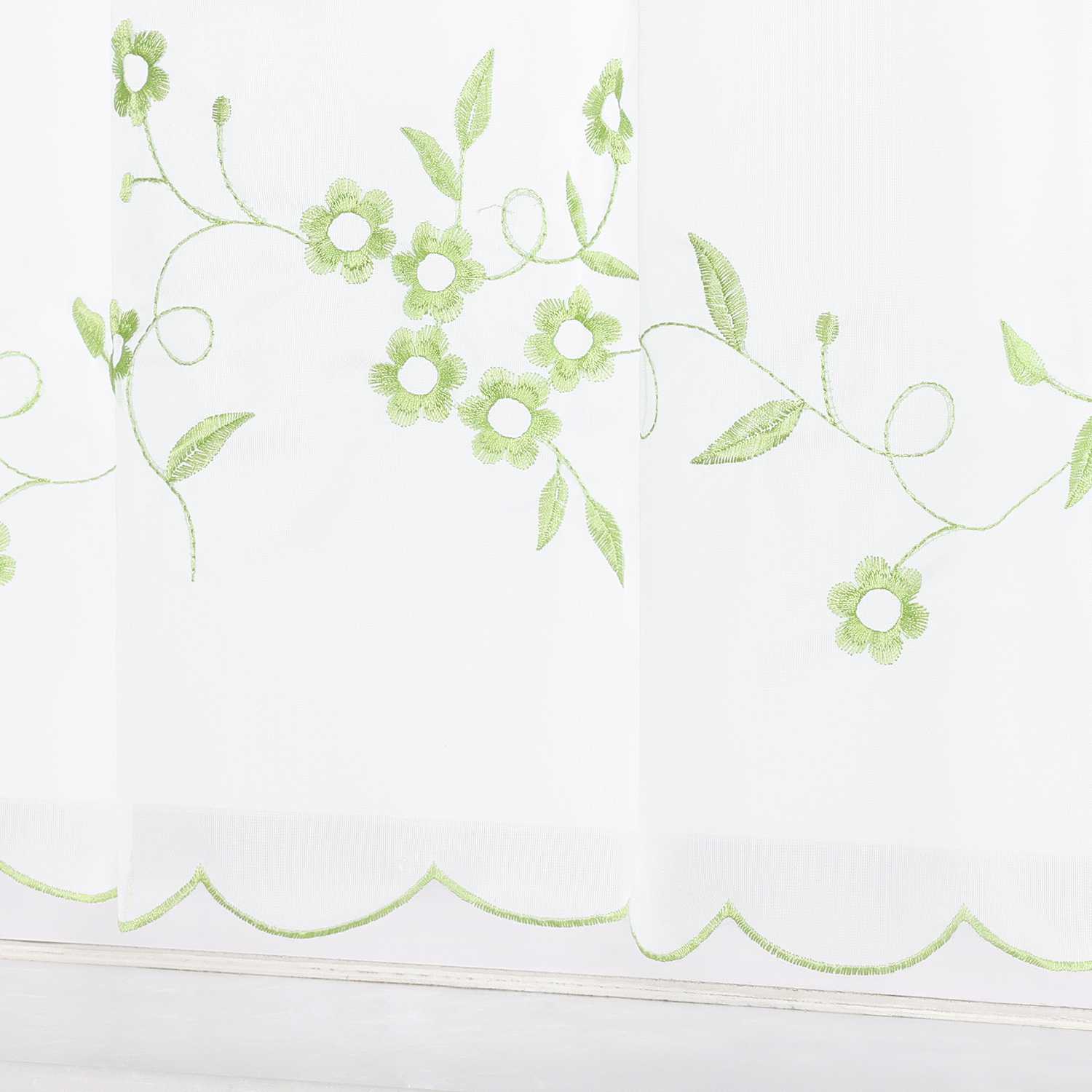 Farbige Stickerei Voile Scheibengardine Transparenter Café Vorhang Kurzstore mit Blüten-Stickerei - Joyswahl