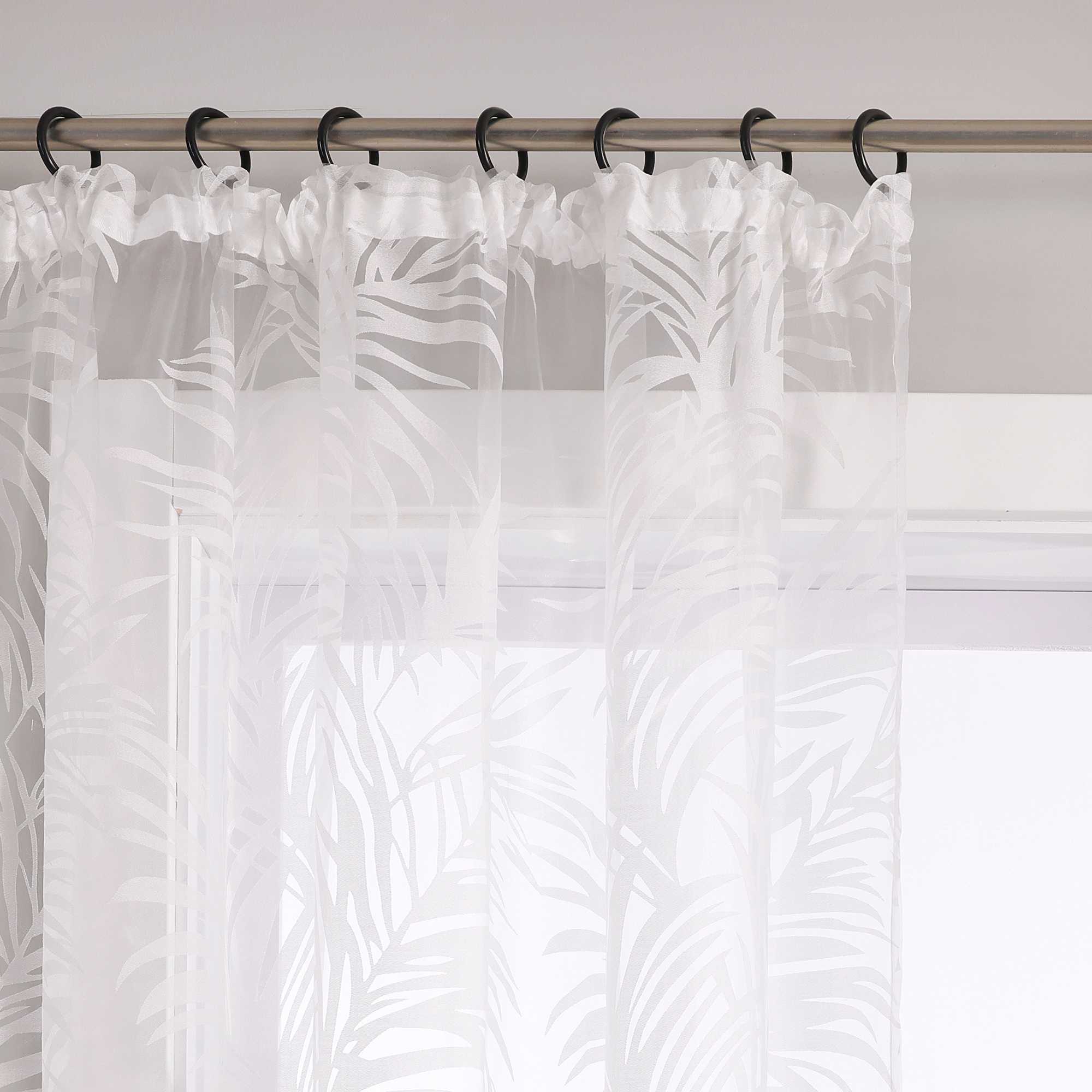 Voile Gardine in Ausbrenner mit Blätter Muster transparenter Vorhang Unifarbiges Schals Wohnzimmer Fensterschal 1 Stück - Joyswahl