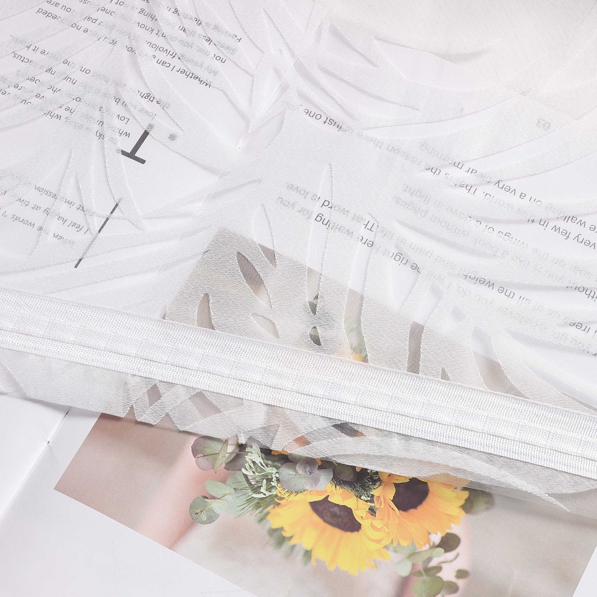 Voile Gardine in Ausbrenner mit Blätter Muster transparenter Vorhang Unifarbiges Schals Wohnzimmer Fensterschal 1 Stück - Joyswahl