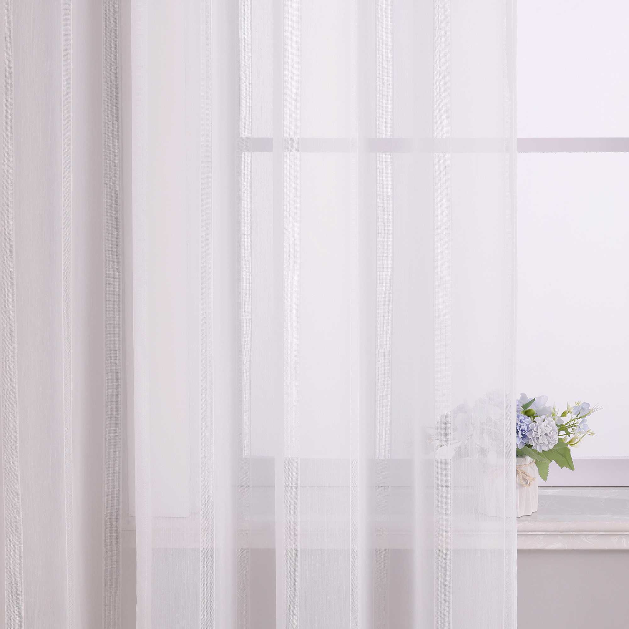 Transparenter Vorhang Schlaufenschal mit Streifen Unifarbe transparent Lichtdurchlässig - Joyswahl