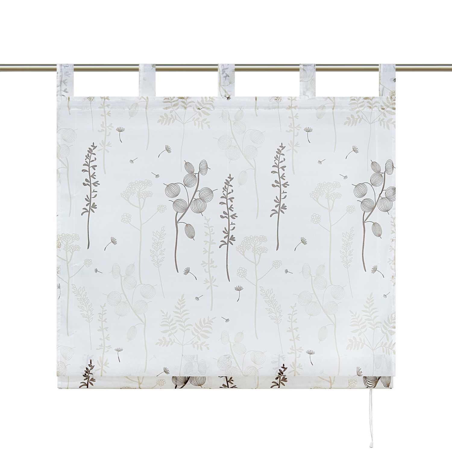 Raffrollo mit Schlaufen Voile Raffgardine Modern Küche Gardinen mit Laternenblume Muster Wohnzimmer Halbtransparent - Joyswahl