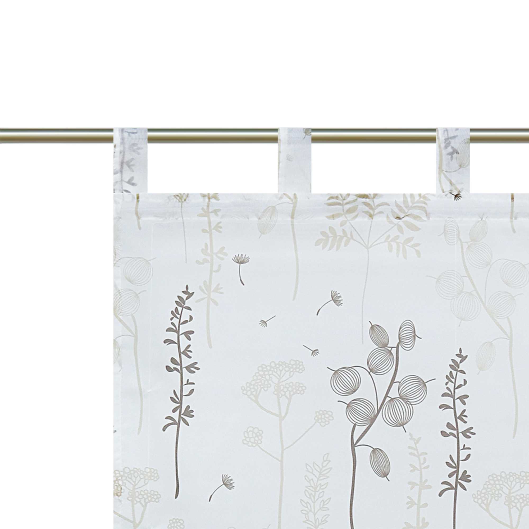 Raffrollo mit Schlaufen Voile Raffgardine Modern Küche Gardinen mit Laternenblume Muster Wohnzimmer Halbtransparent - Joyswahl