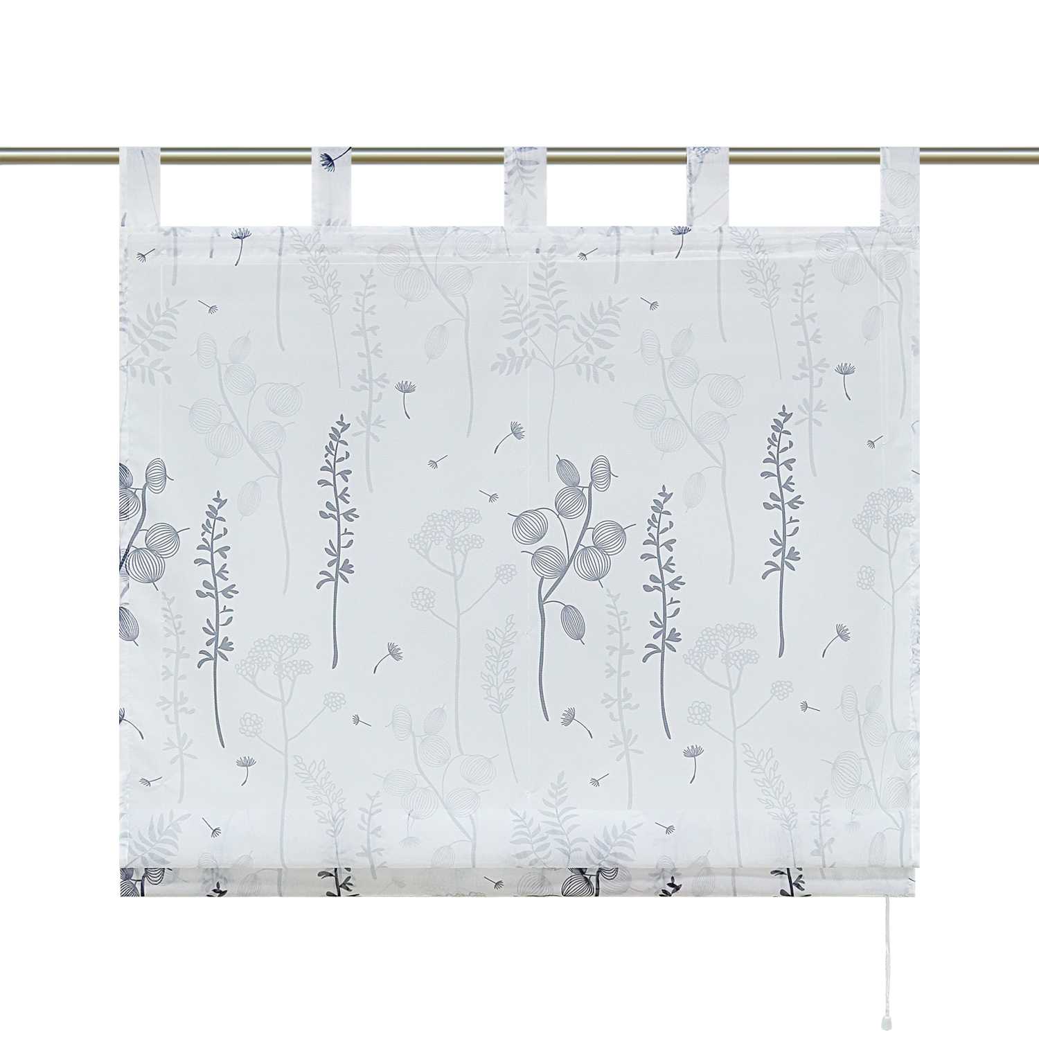 Raffrollo mit Schlaufen Voile Raffgardine Modern Küche Gardinen mit Laternenblume Muster Wohnzimmer Halbtransparent - Joyswahl
