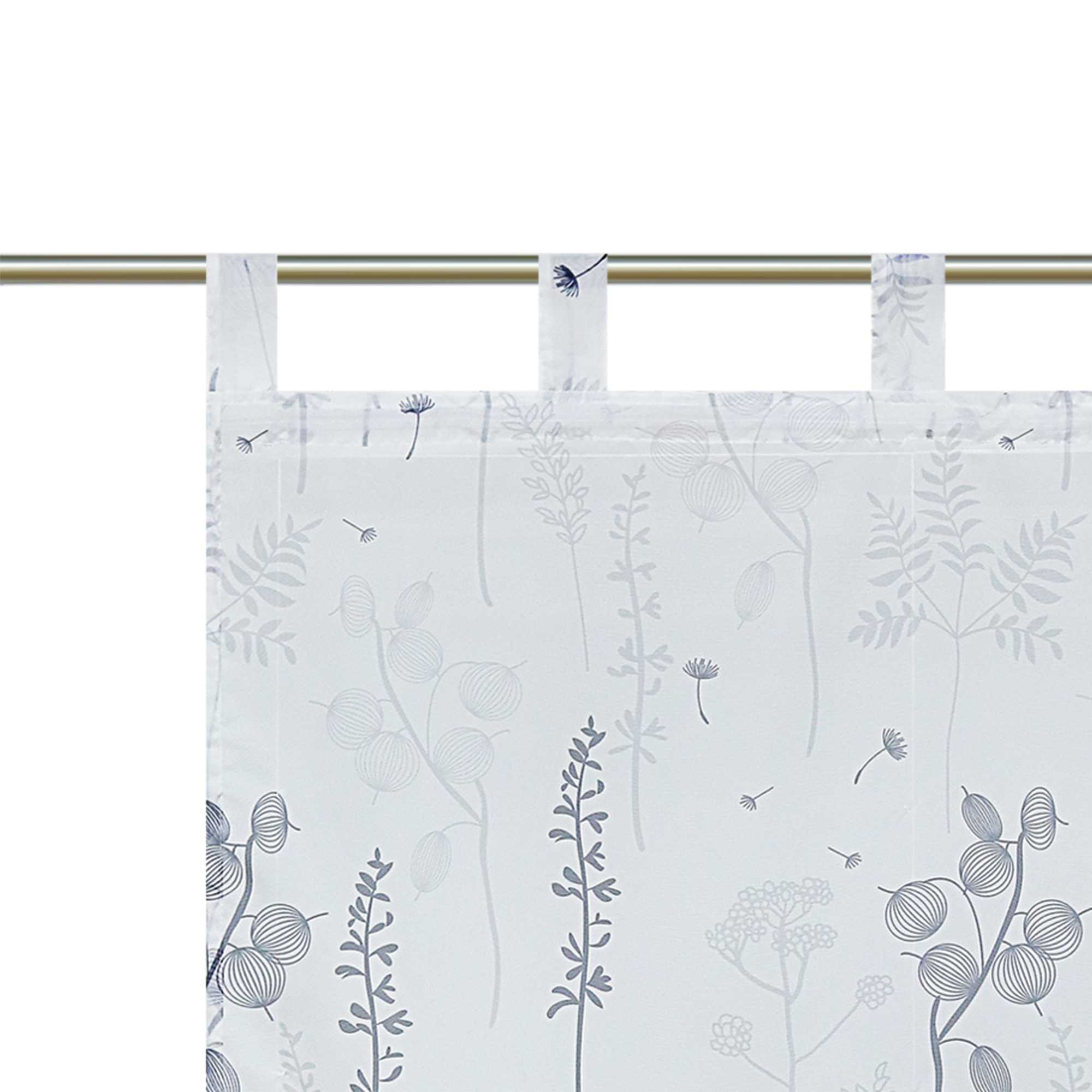 Raffrollo mit Schlaufen Voile Raffgardine Modern Küche Gardinen mit Laternenblume Muster Wohnzimmer Halbtransparent - Joyswahl