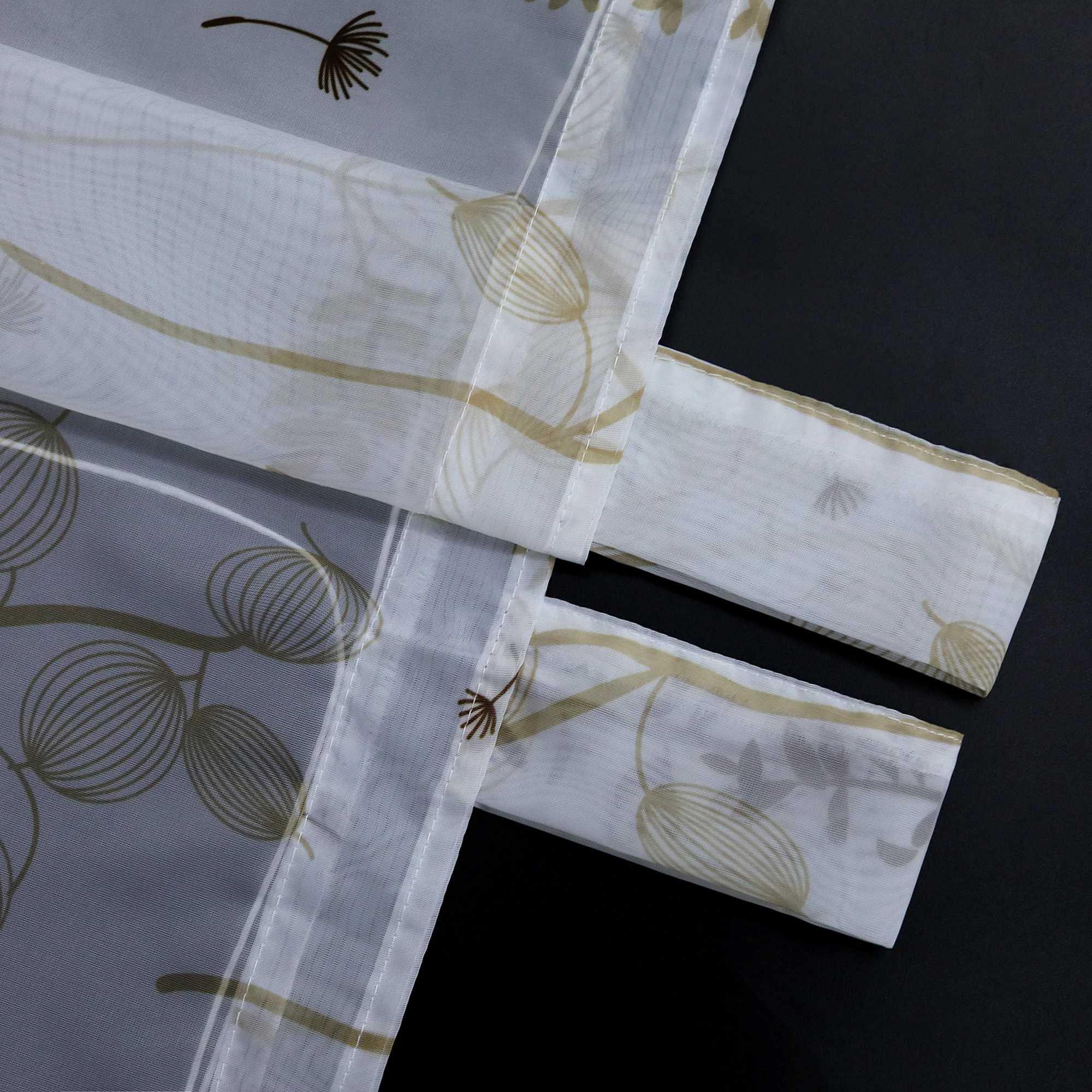 Raffrollo mit Schlaufen Voile Raffgardine Modern Küche Gardinen mit Laternenblume Muster Wohnzimmer Halbtransparent - Joyswahl