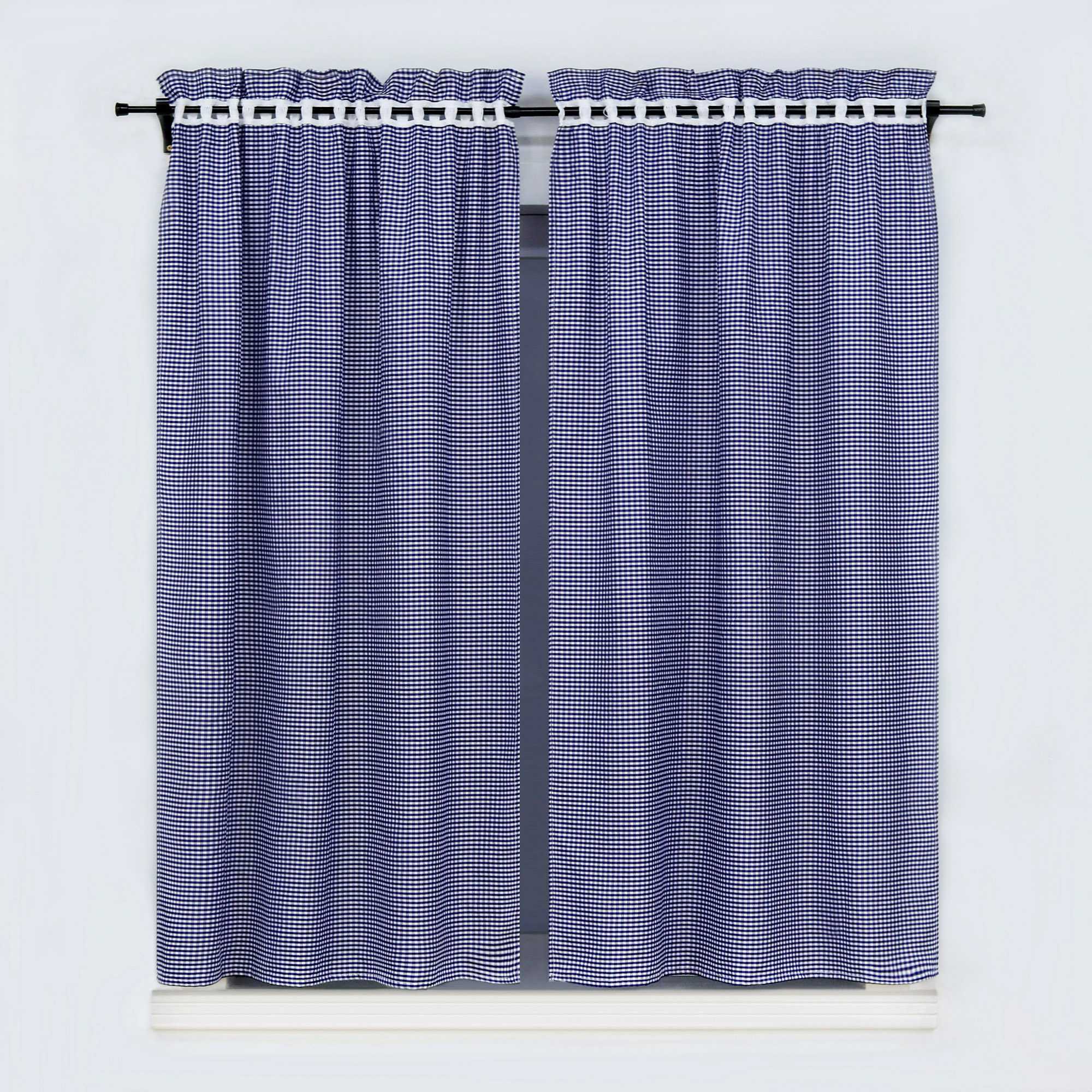 Modern Scheibengardinen im Landhausstil & Vintage mit karomuster 2er Set - Joyswahl