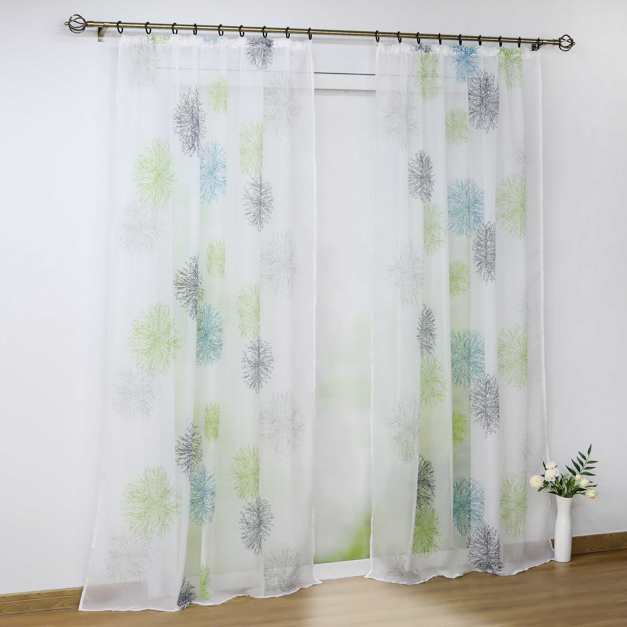 Voile-Vorhang Kräuselbandschal Transparente mit Blumenmuster leichte Schutzfunktion 1 Stück - Joyswahl