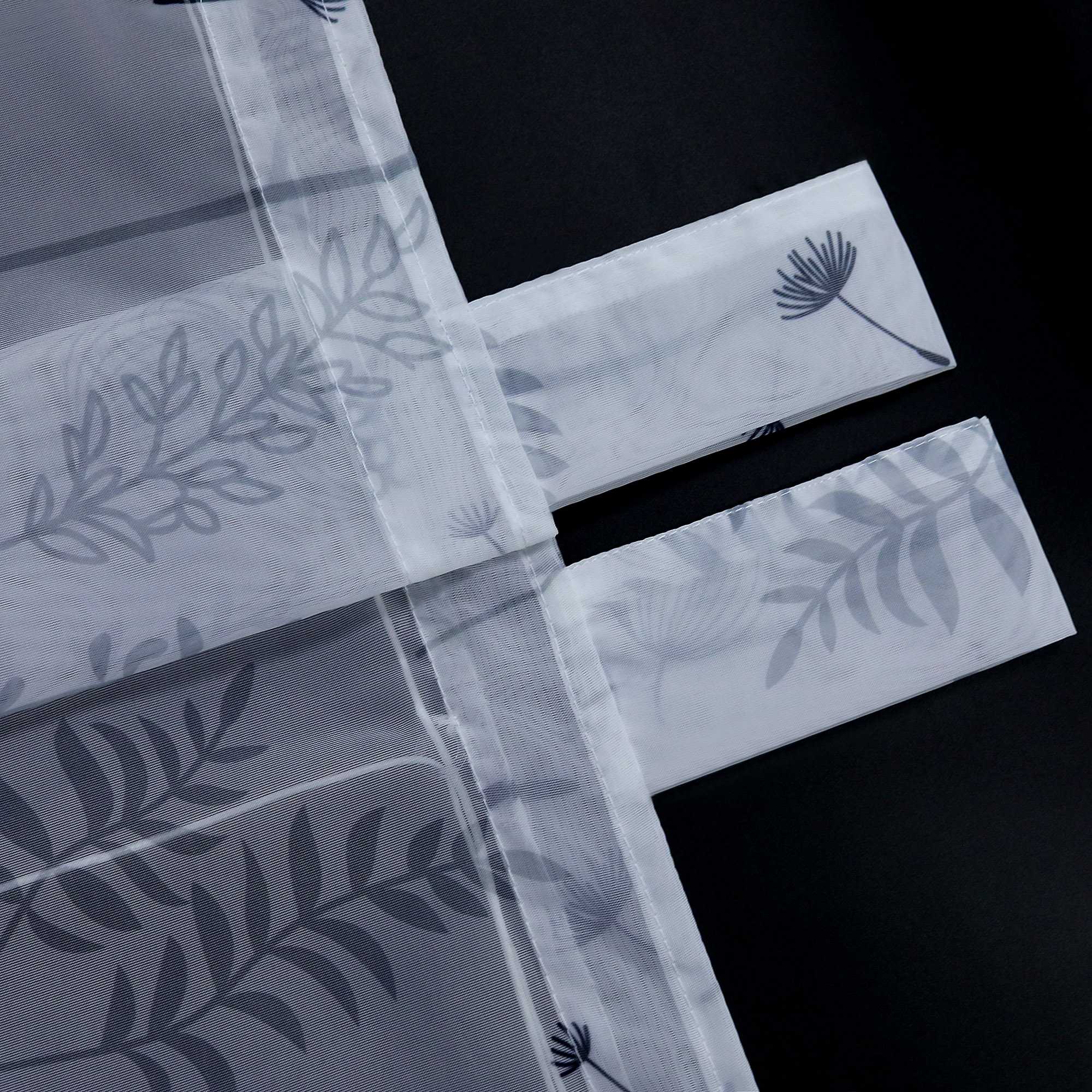 Raffrollo mit Schlaufen Voile Raffgardine Modern Küche Gardinen mit Laternenblume Muster Wohnzimmer Halbtransparent - Joyswahl