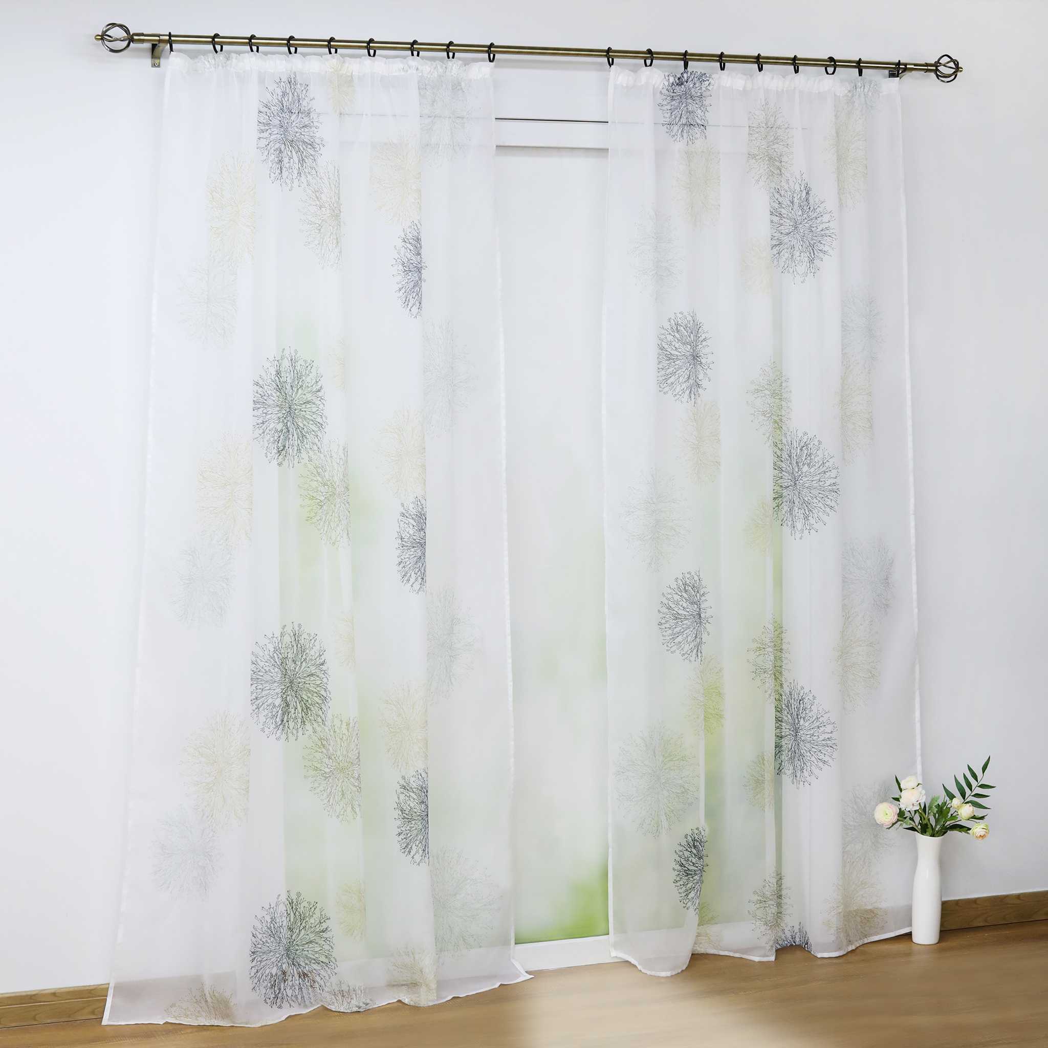 Voile-Vorhang Kräuselbandschal Transparente mit Blumenmuster leichte Schutzfunktion 1 Stück - Joyswahl