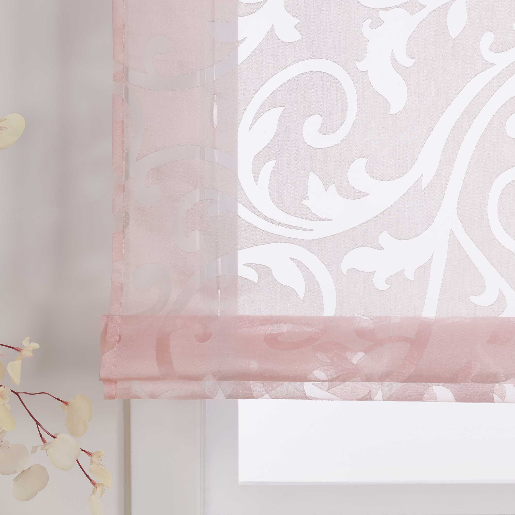 Transparente Schlaufengardine mit Blumenmuster Café Fenstergardine Raffrollos 1 Stück - Joyswahl
