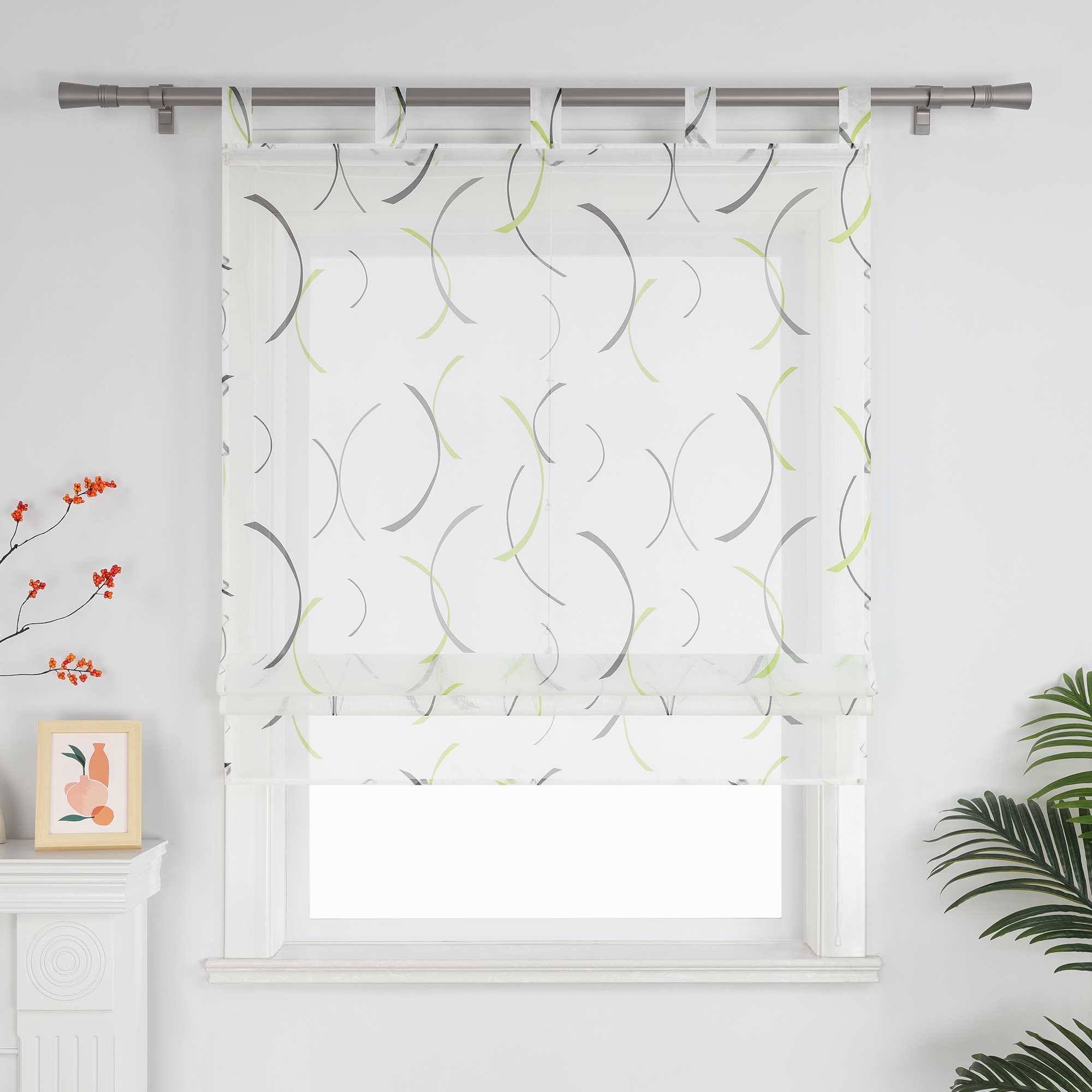 Romischer Roman Vorhang halbtransparent mit bedrucktem Klammer-Design - Joyswahl