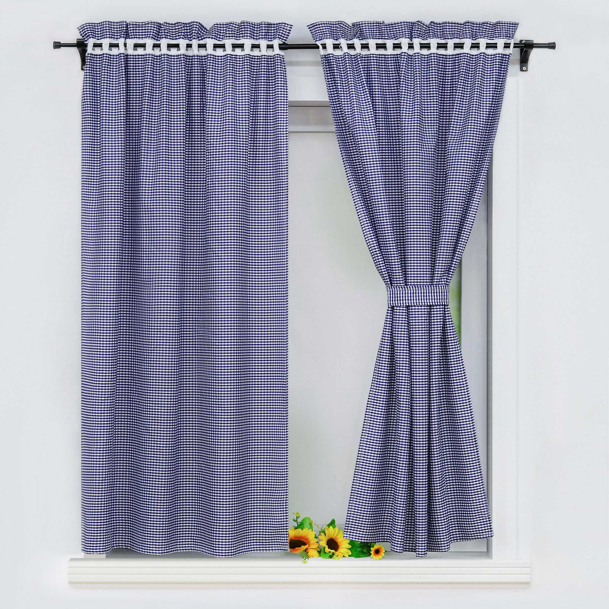 Modern Scheibengardinen im Landhausstil & Vintage mit karomuster 2er Set - Joyswahl