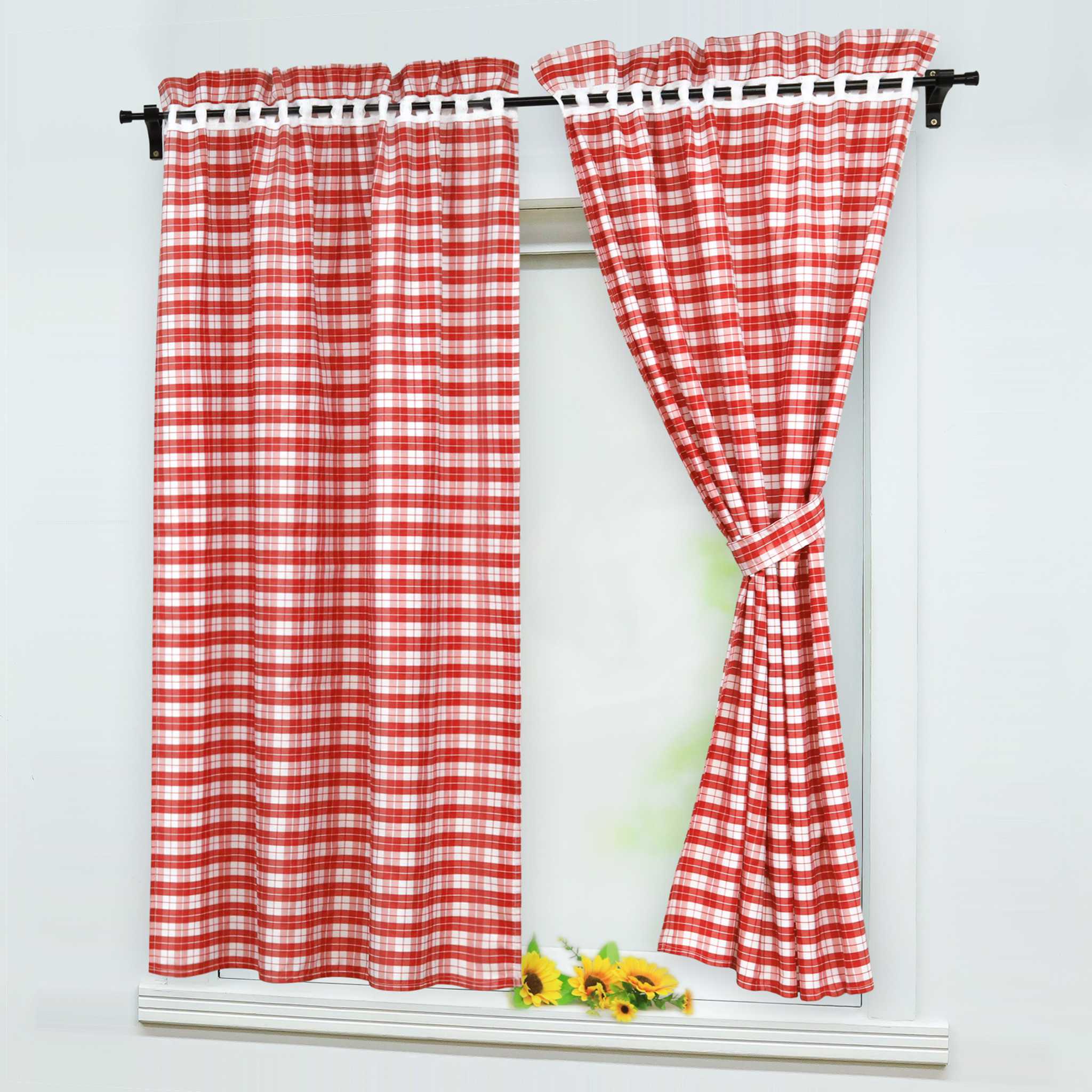 Modern Scheibengardinen im Landhausstil & Vintage mit karomuster 2er Set - Joyswahl