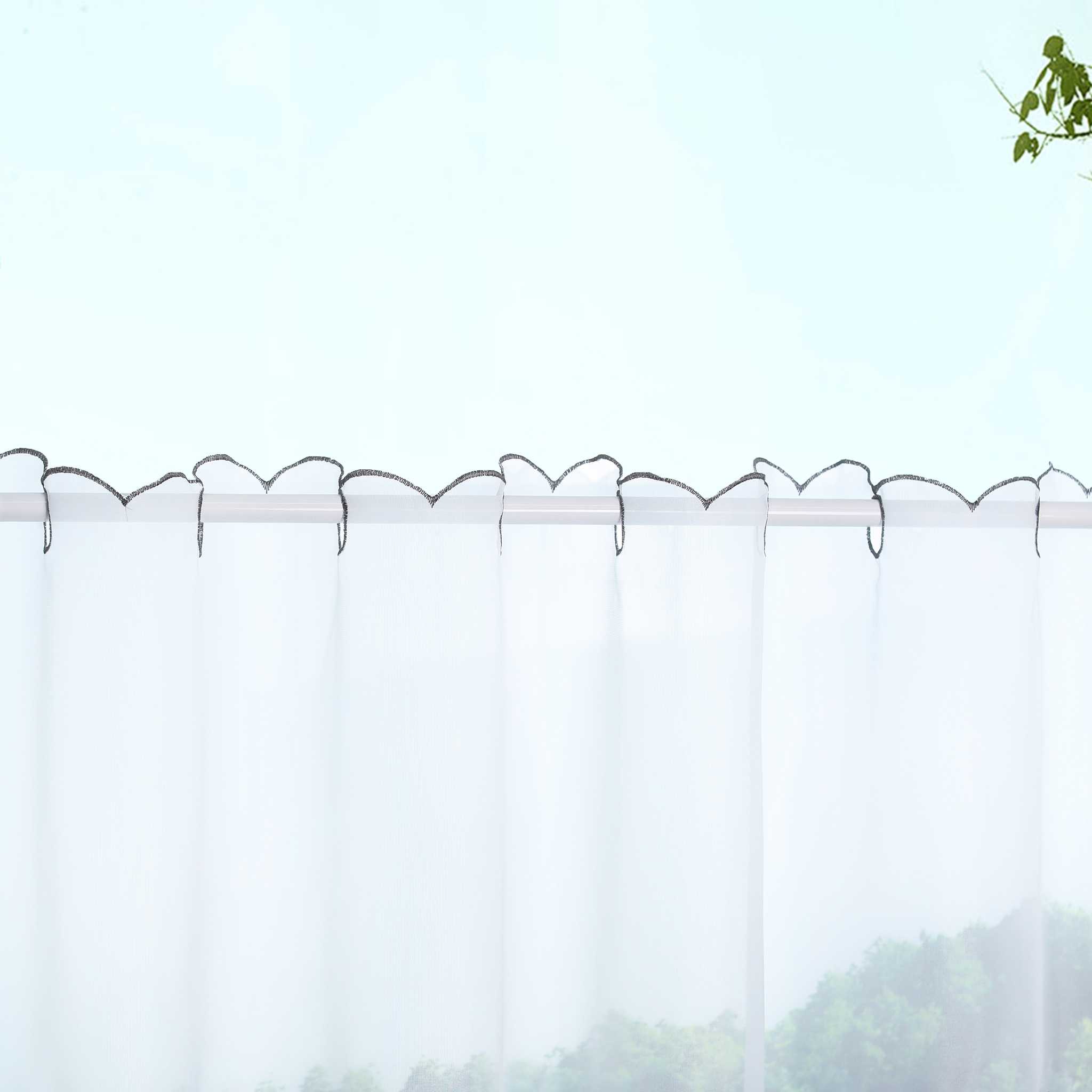 Kurzgardine Transparent mit Ahornblatt-Design Modern & Landhausstil - Joyswahl