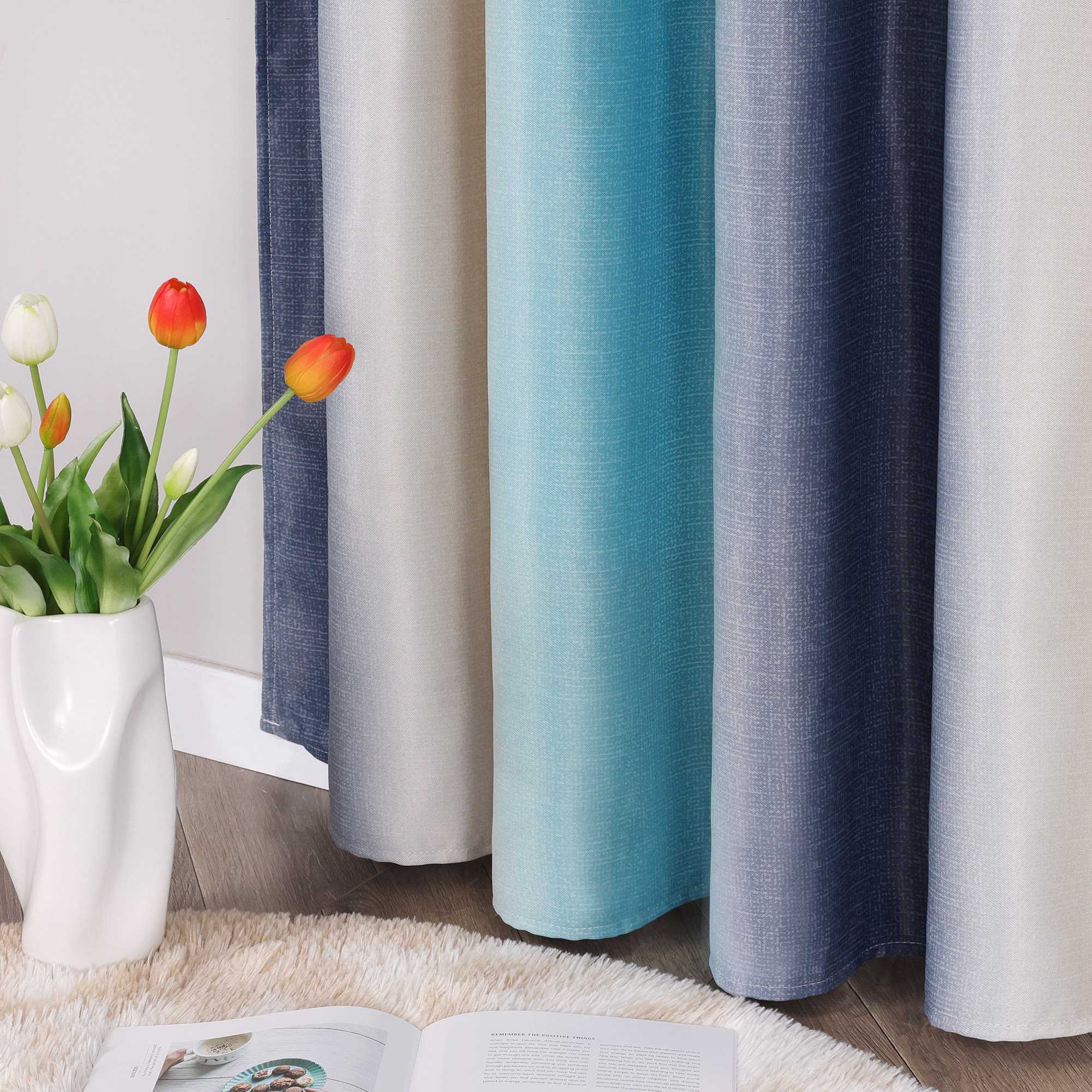 Verdunkelungsvorhang Blickdichte Gardinen  Schlafzimmer Wohnzimmer durch Tunnelzug Farbverlauf 1 Stück - Joyswahl