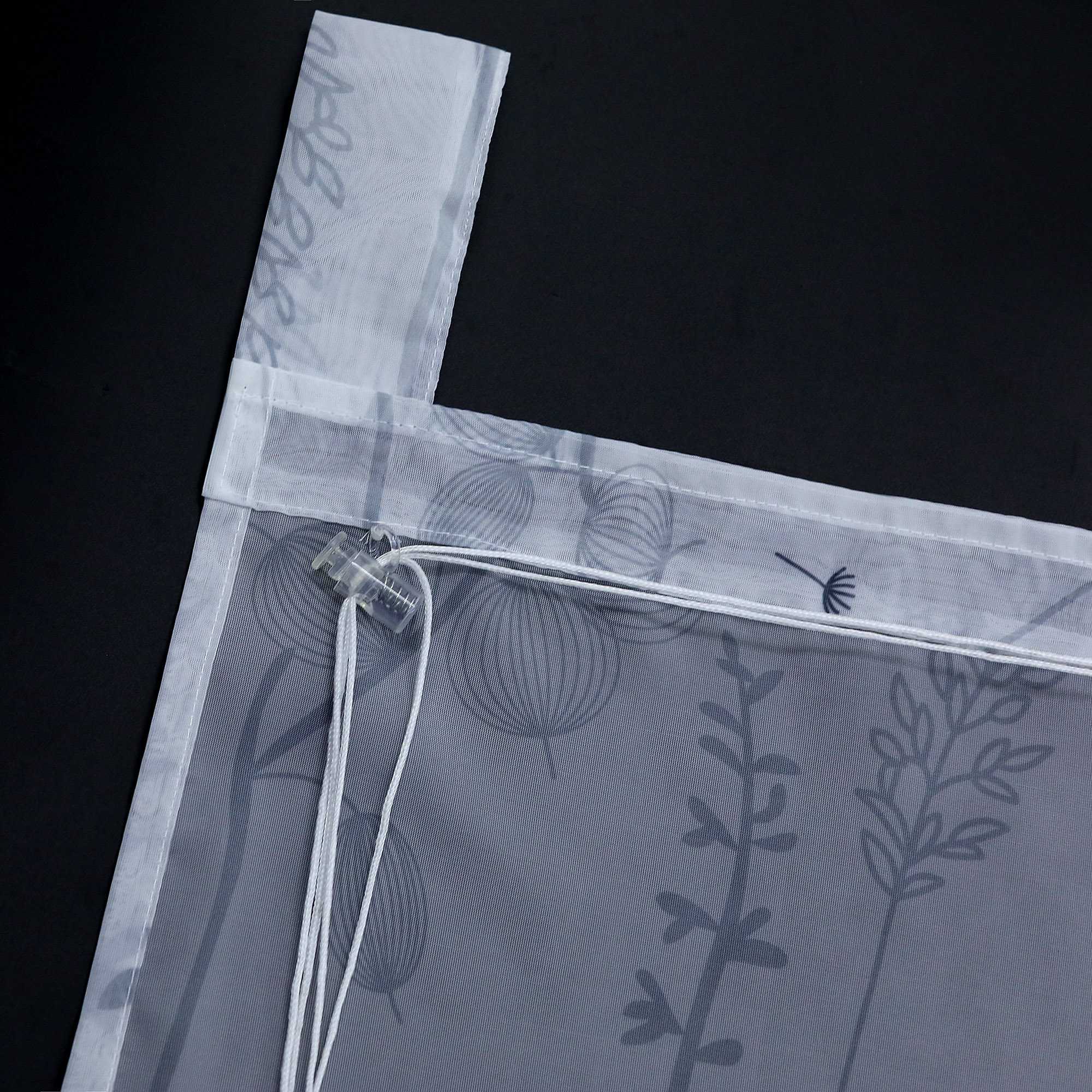 Raffrollo mit Schlaufen Voile Raffgardine Modern Küche Gardinen mit Laternenblume Muster Wohnzimmer Halbtransparent - Joyswahl