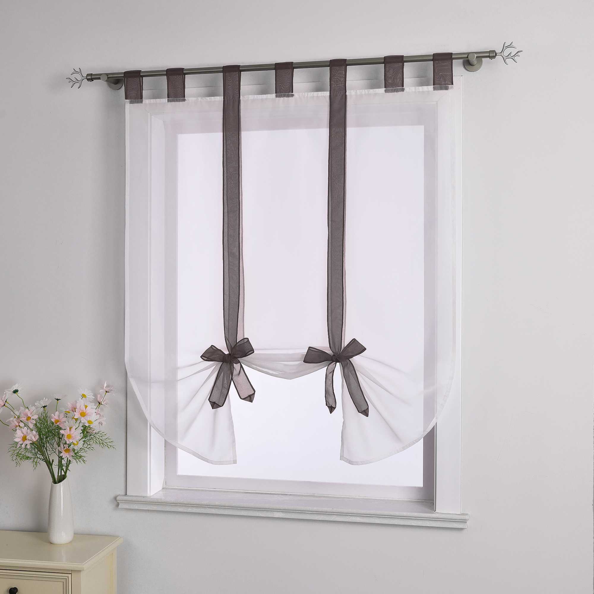 Rollos Schlaufengardine mit Schleifendesign transparent hochziehbar Fensterdeko 1 Stück - Joyswahl