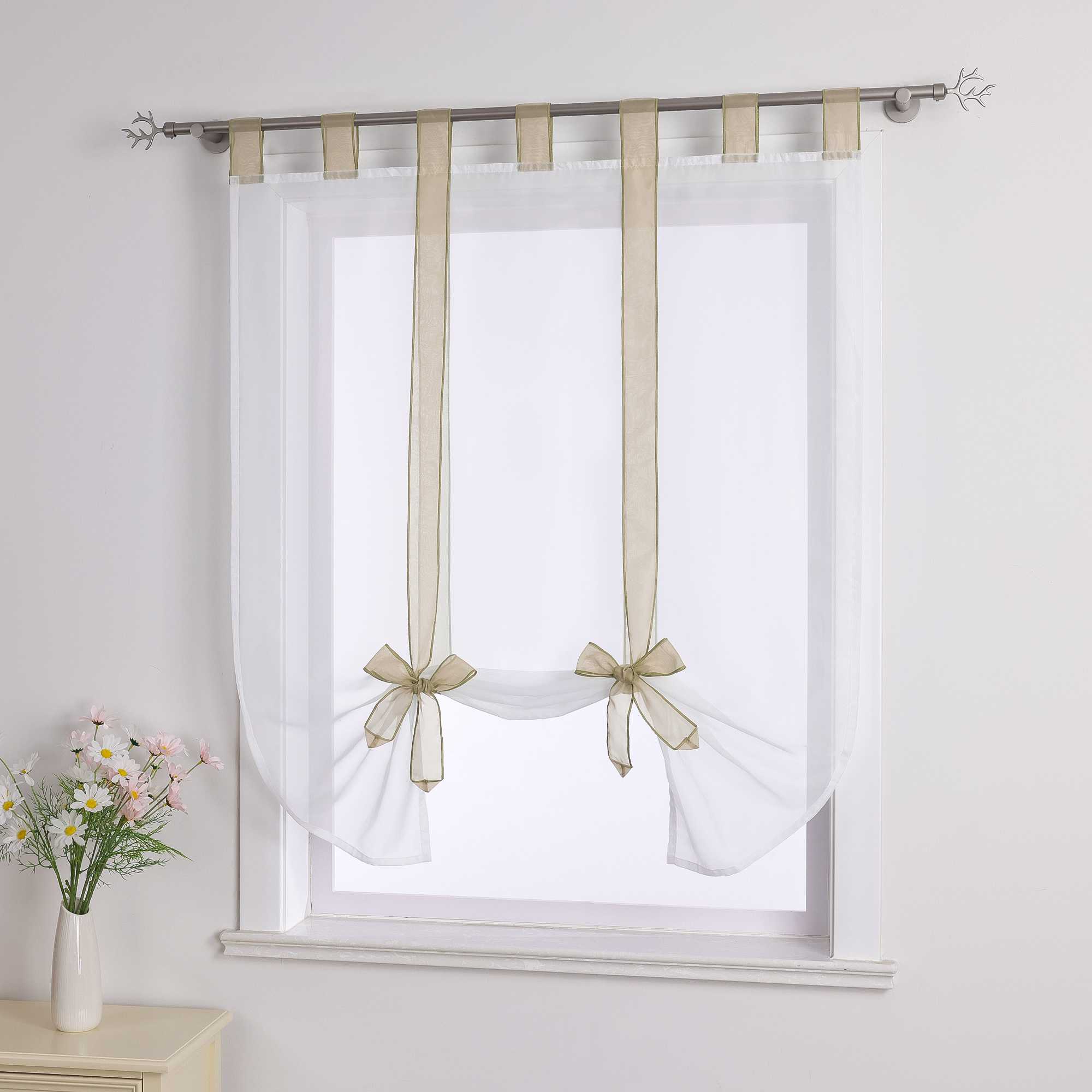 Rollos Schlaufengardine mit Schleifendesign transparent hochziehbar Fensterdeko 1 Stück - Joyswahl