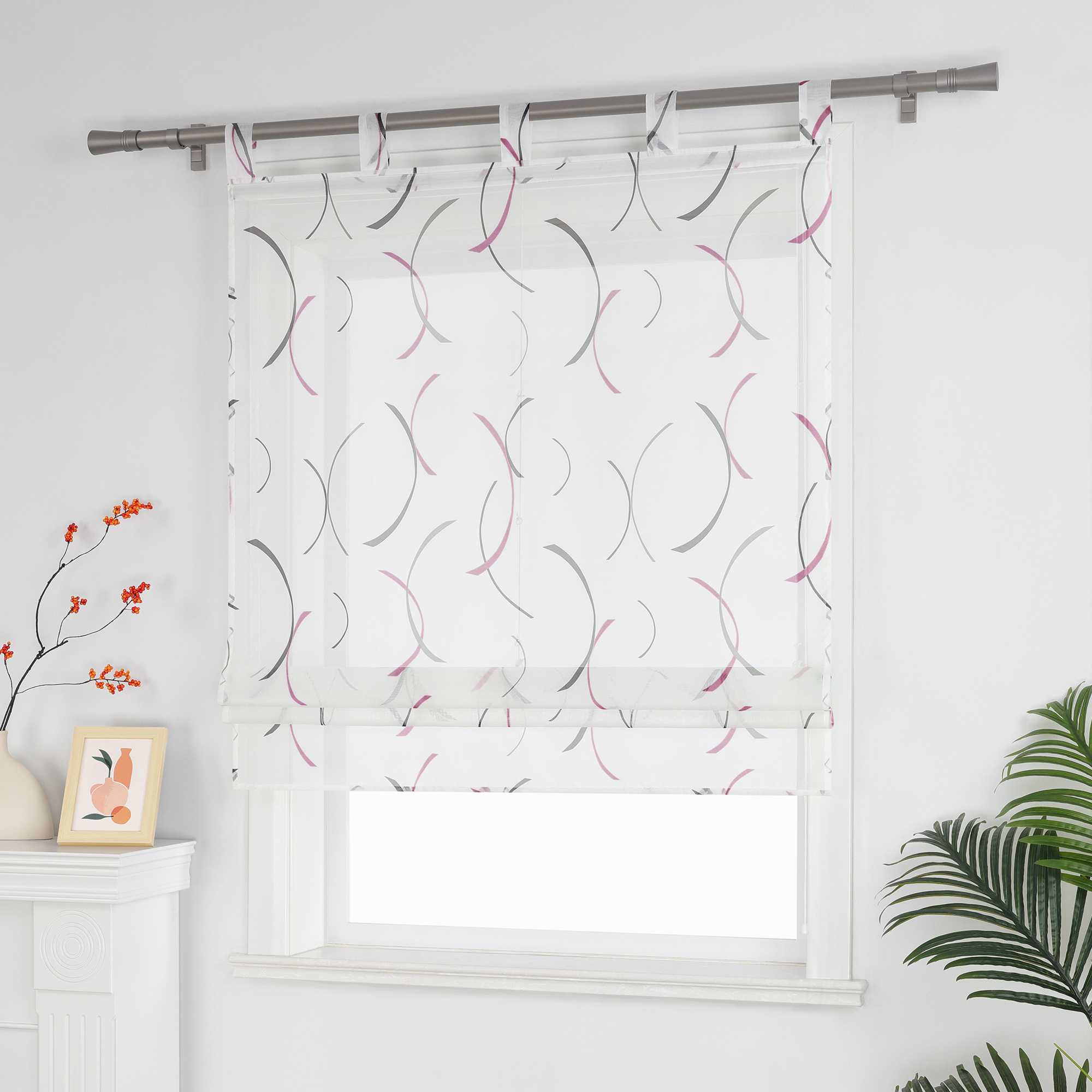 Romischer Roman Vorhang halbtransparent mit bedrucktem Klammer-Design - Joyswahl