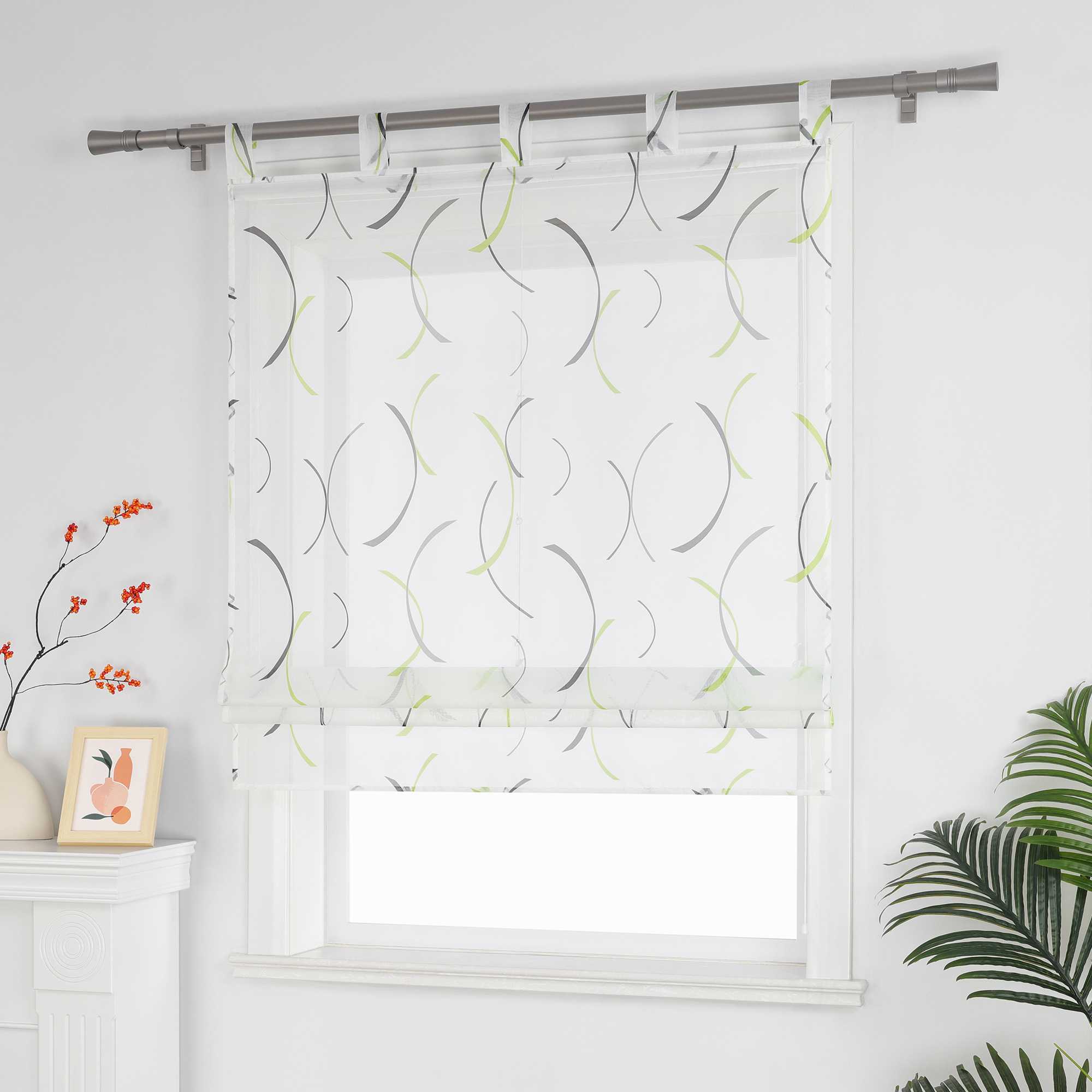 Romischer Roman Vorhang halbtransparent mit bedrucktem Klammer-Design - Joyswahl