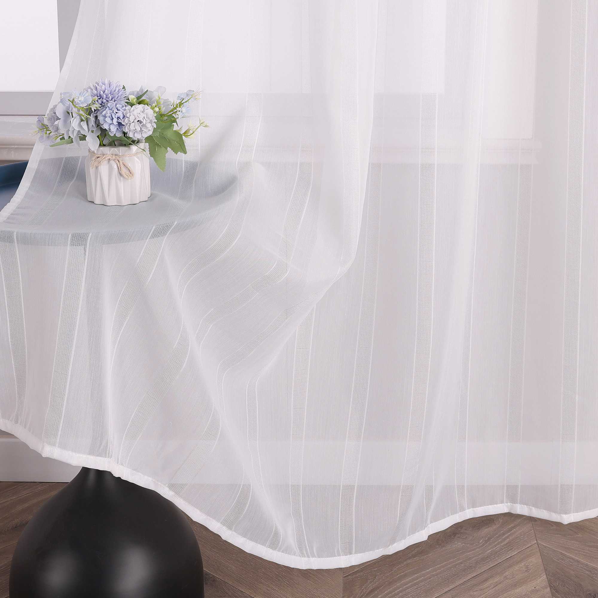 Transparenter Vorhang Schlaufenschal mit Streifen Unifarbe transparent Lichtdurchlässig - Joyswahl