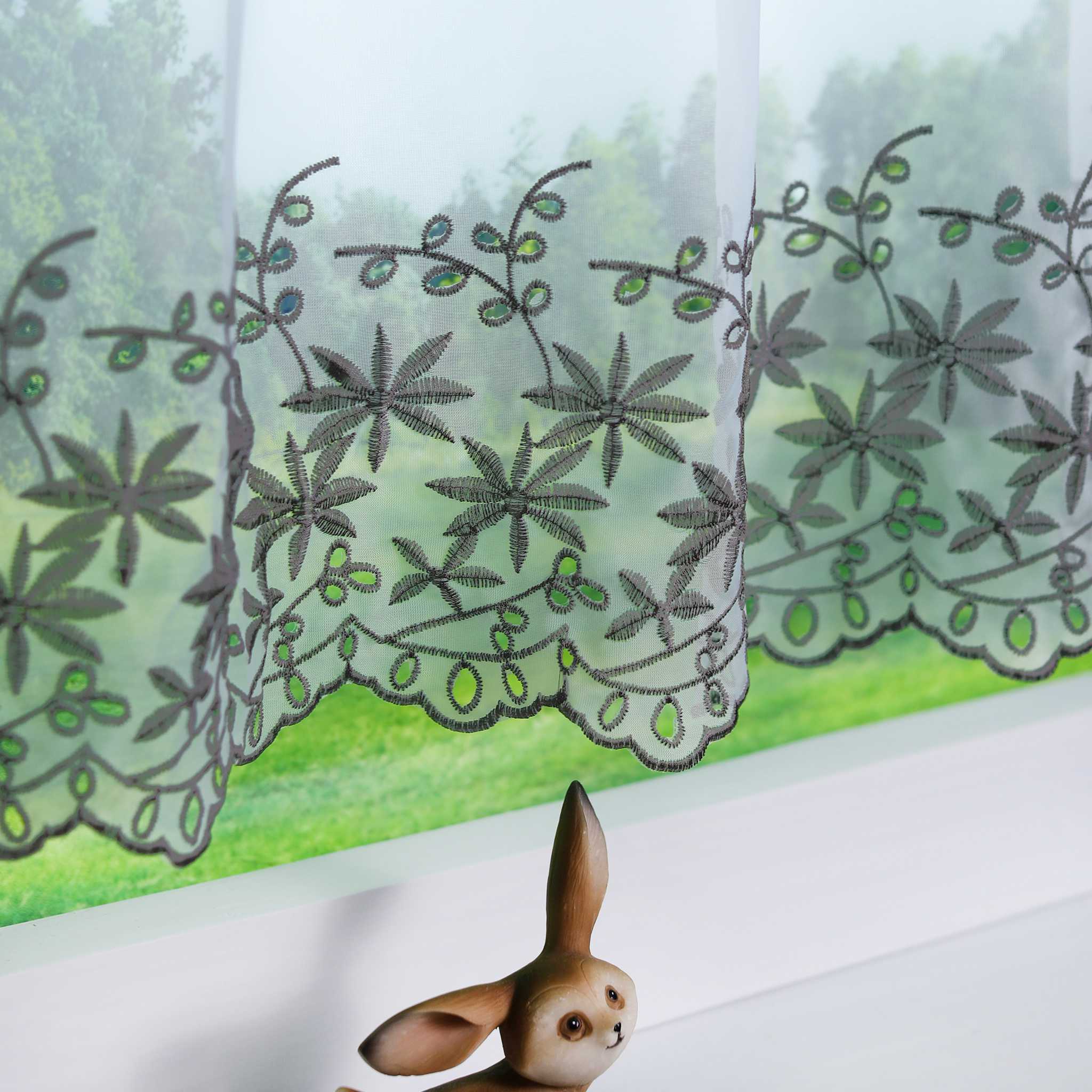 Kurzgardine Transparent mit Ahornblatt-Design Modern & Landhausstil - Joyswahl
