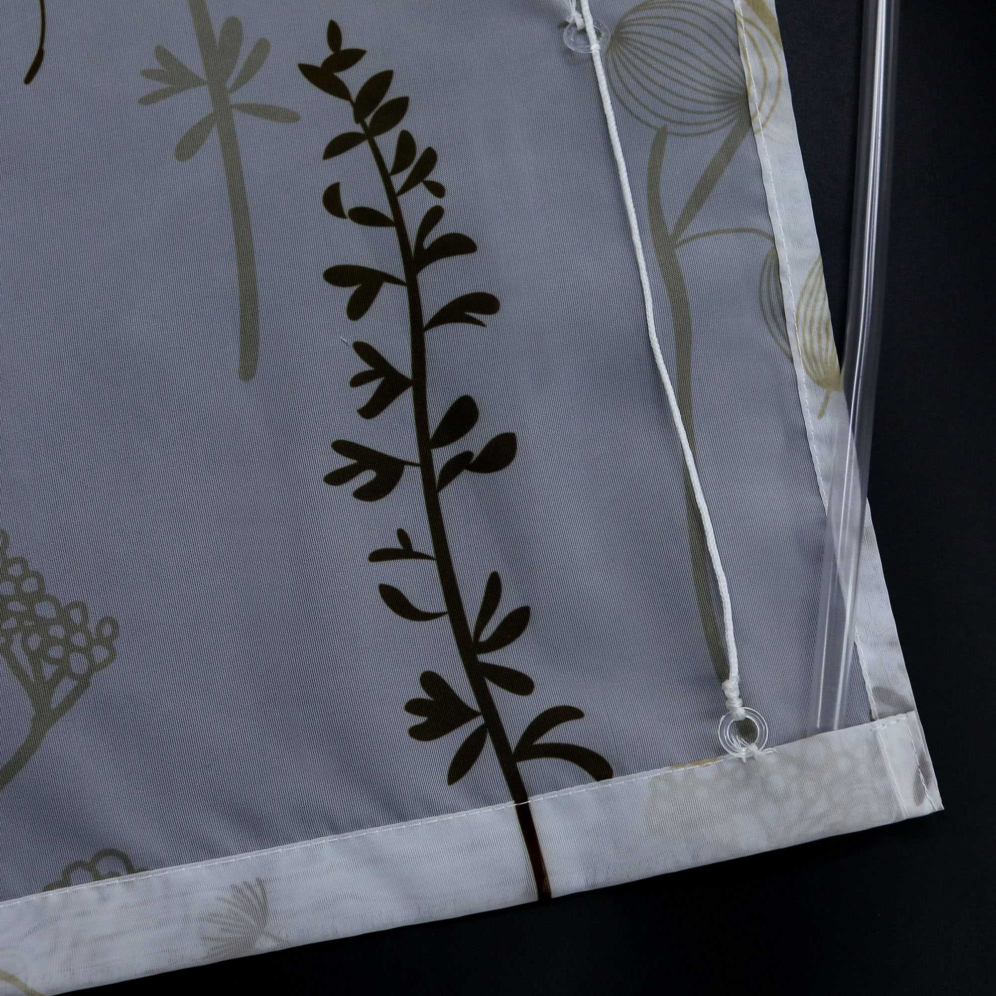 Raffrollo mit Schlaufen Voile Raffgardine Modern Küche Gardinen mit Laternenblume Muster Wohnzimmer Halbtransparent - Joyswahl