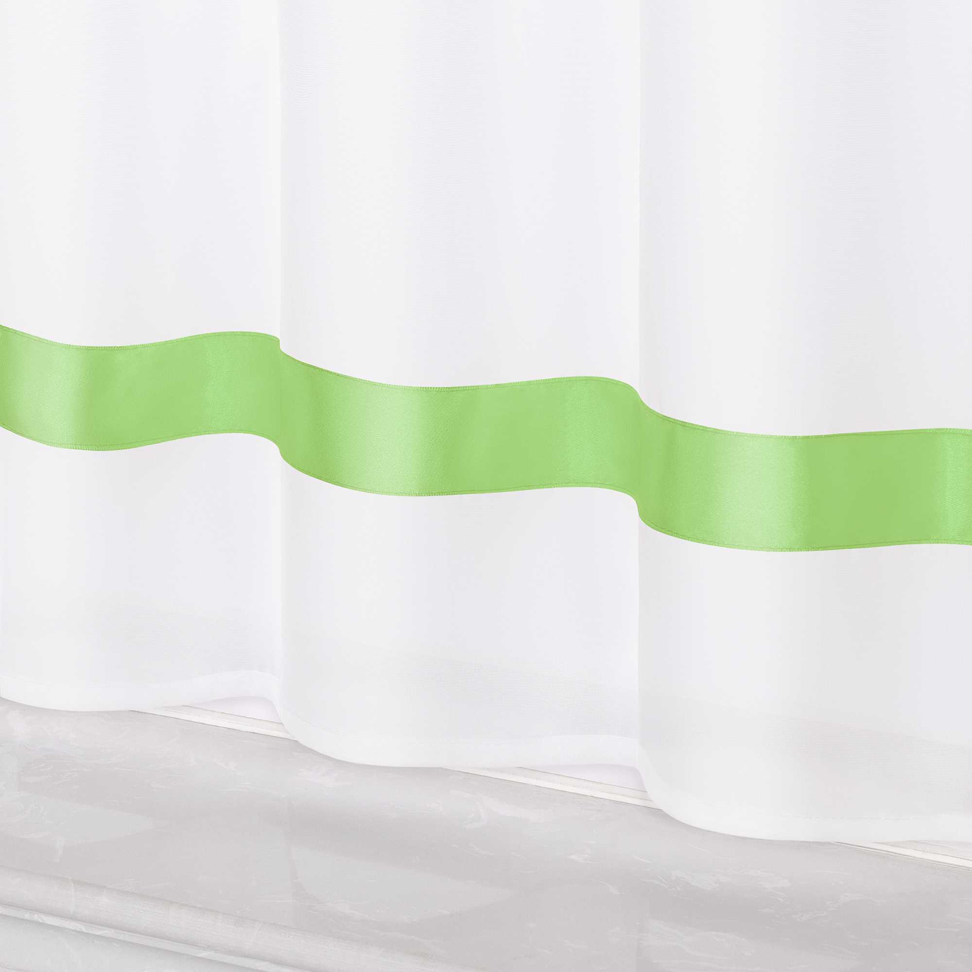 Scheibengardine schlaufengardine aus Polyester mit Satinband transparent 1 Stück - Joyswahl
