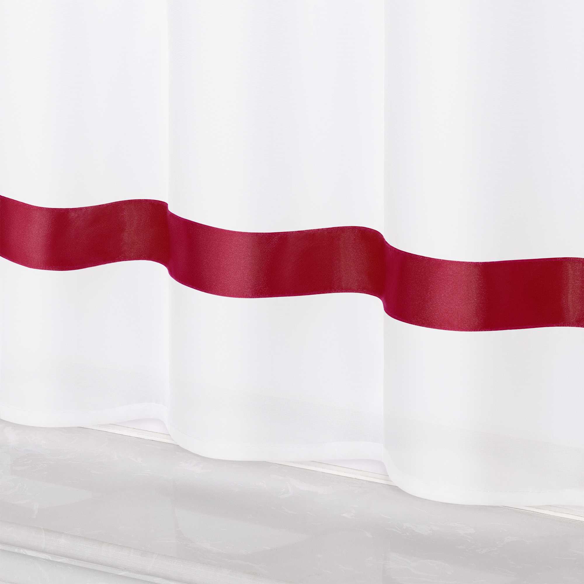 Scheibengardine schlaufengardine aus Polyester mit Satinband transparent 1 Stück - Joyswahl