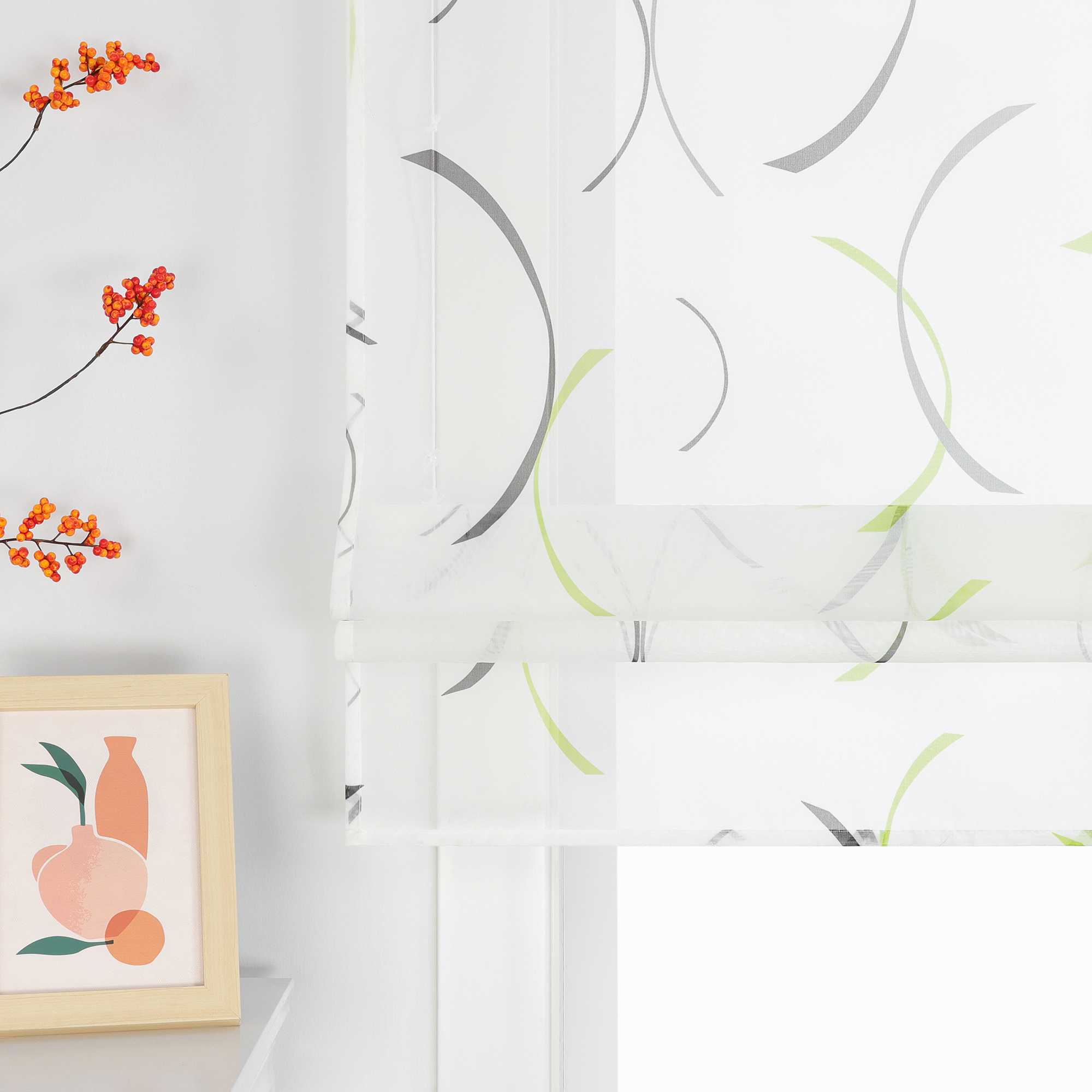 Romischer Roman Vorhang halbtransparent mit bedrucktem Klammer-Design - Joyswahl