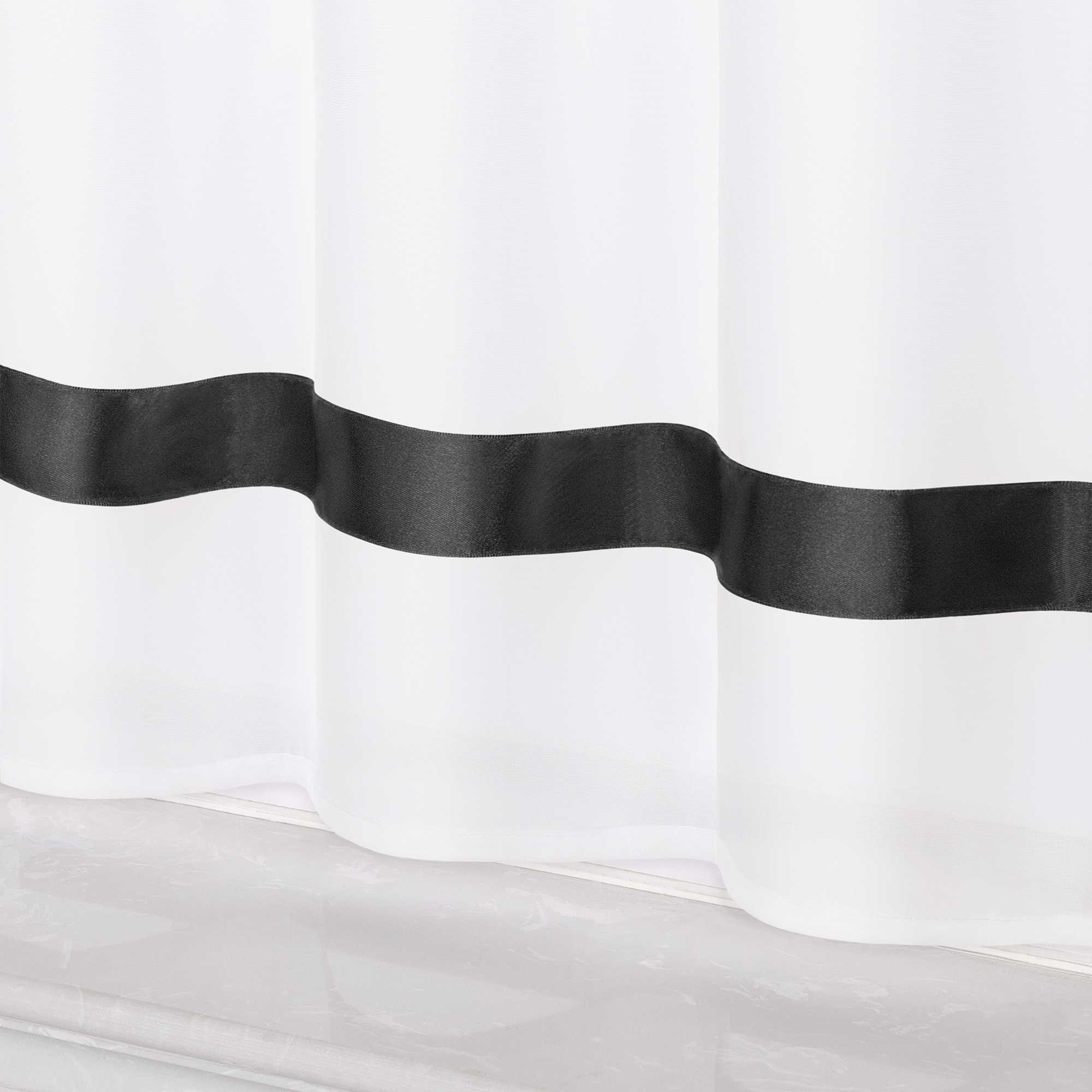Scheibengardine schlaufengardine aus Polyester mit Satinband transparent 1 Stück - Joyswahl