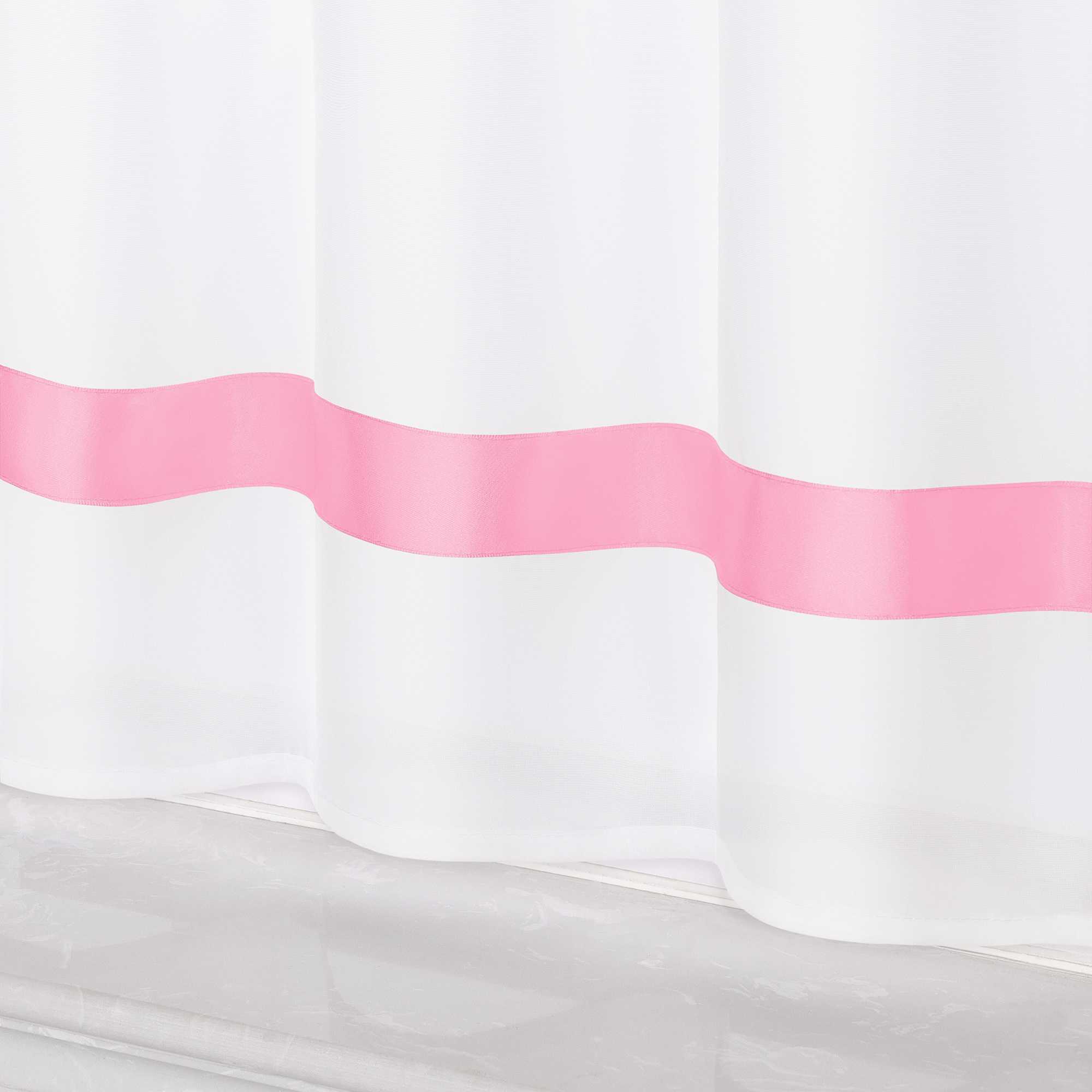 Scheibengardine schlaufengardine aus Polyester mit Satinband transparent 1 Stück - Joyswahl