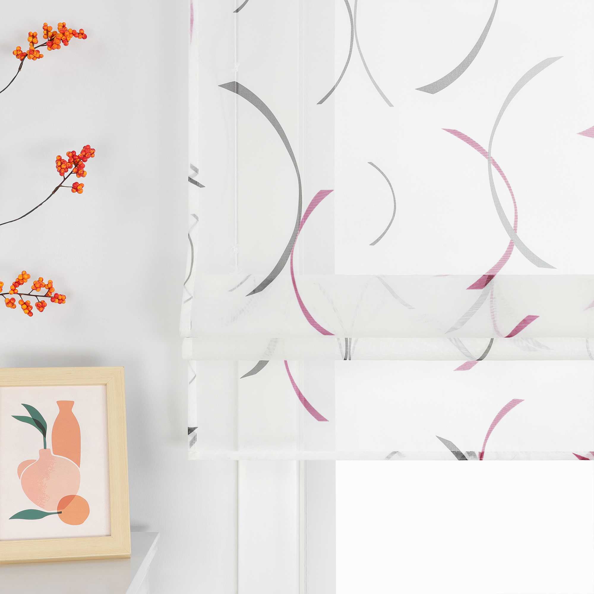 Romischer Roman Vorhang halbtransparent mit bedrucktem Klammer-Design - Joyswahl