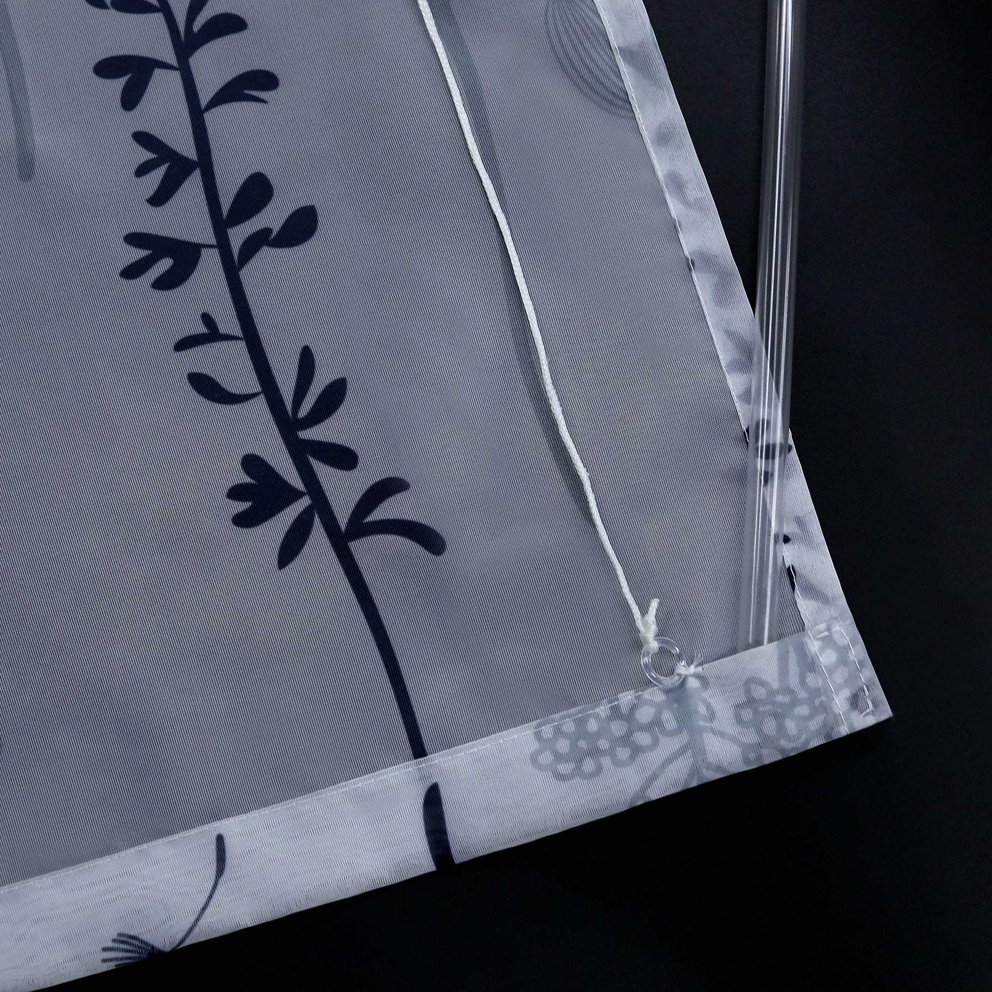 Raffrollo mit Schlaufen Voile Raffgardine Modern Küche Gardinen mit Laternenblume Muster Wohnzimmer Halbtransparent - Joyswahl