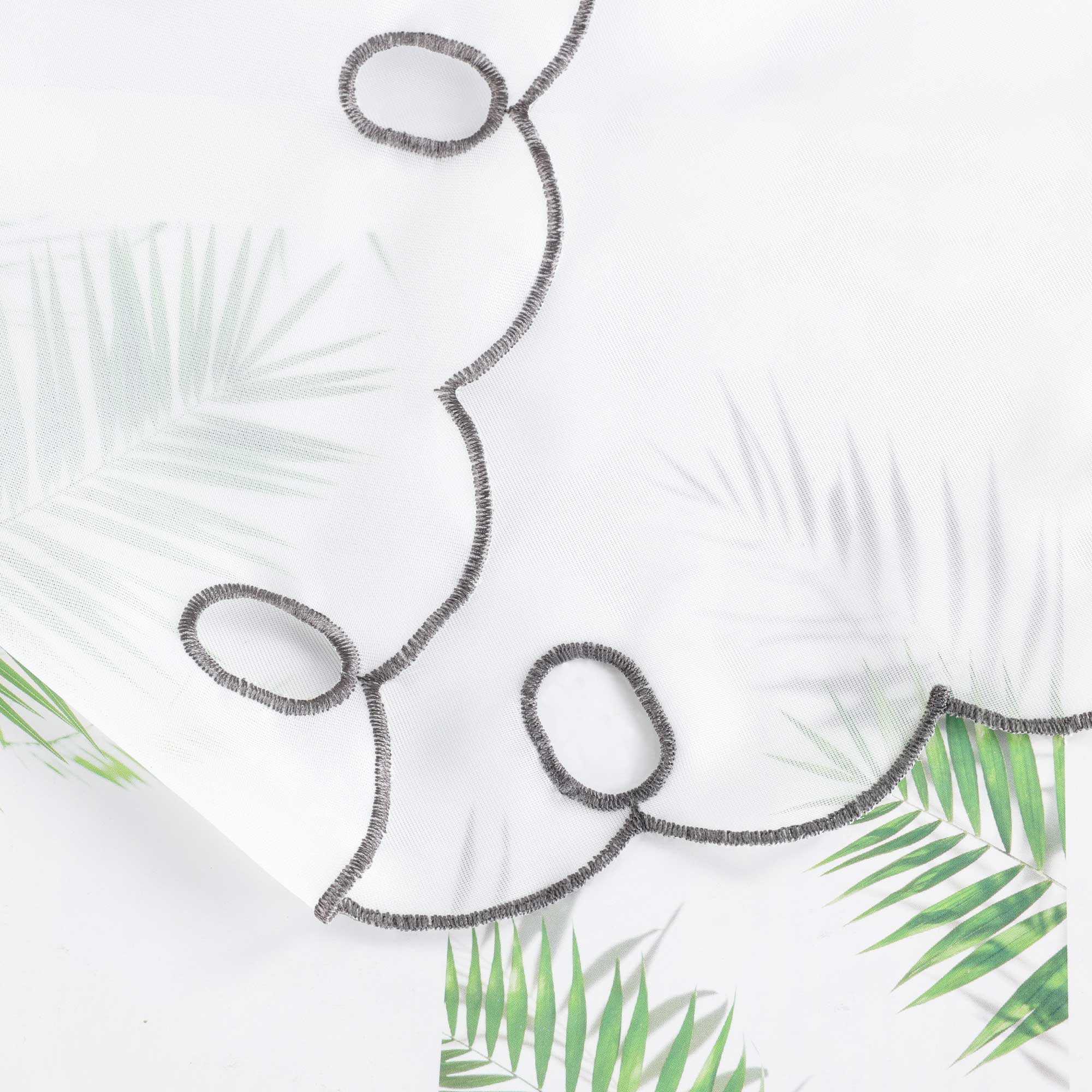 Scheibengardine mit Blumenstickerei Modern Voile Bistrogardine mit Lochleiste Unifarbige Kurzstores Landhausstil Transparent 1 Stück - Joyswahl