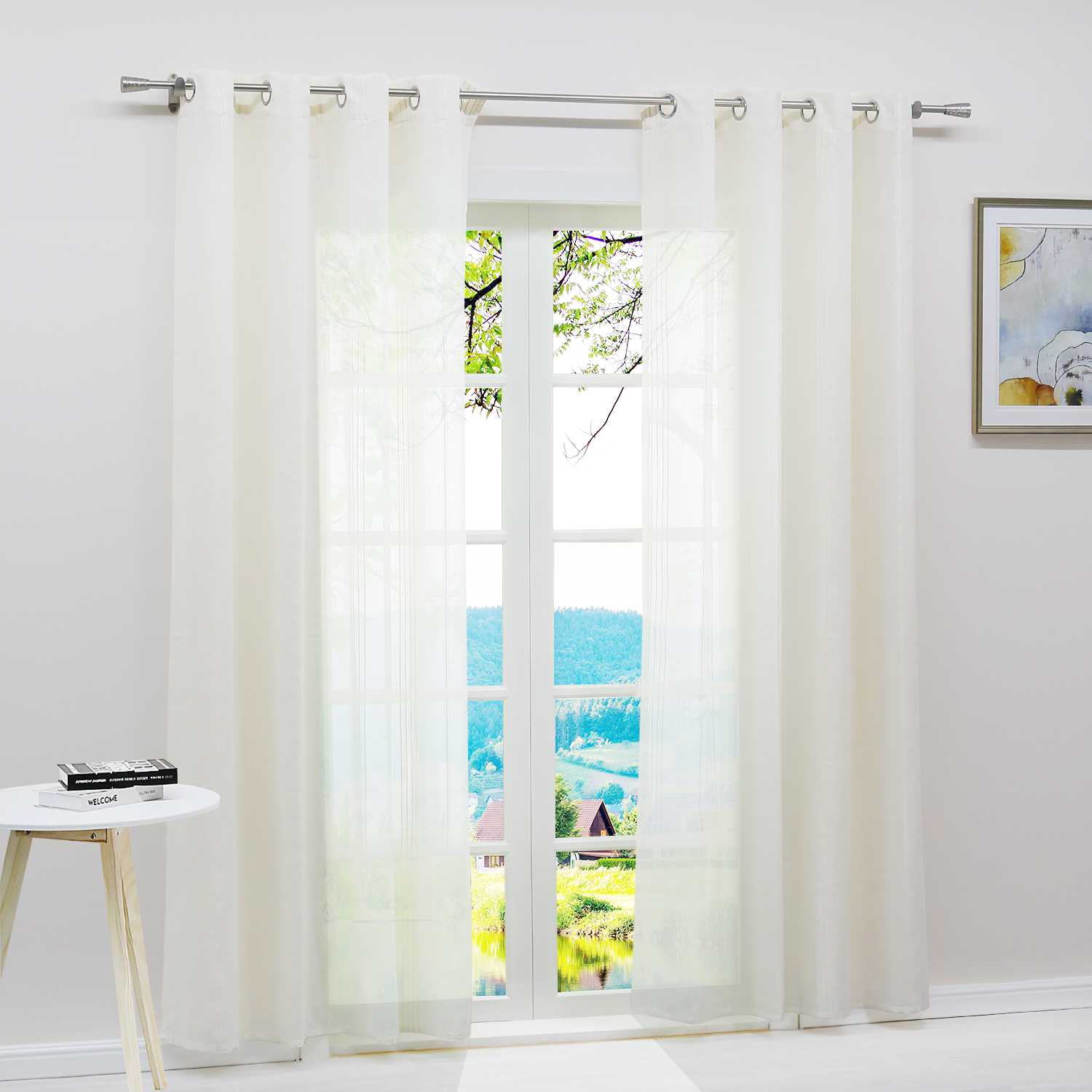 Vorhang 2er Set Voile Gardinen mit vertikalen Streifen Modern Transparent Schlafzimmer Wohnzimmer 2 Stück - Joyswahl