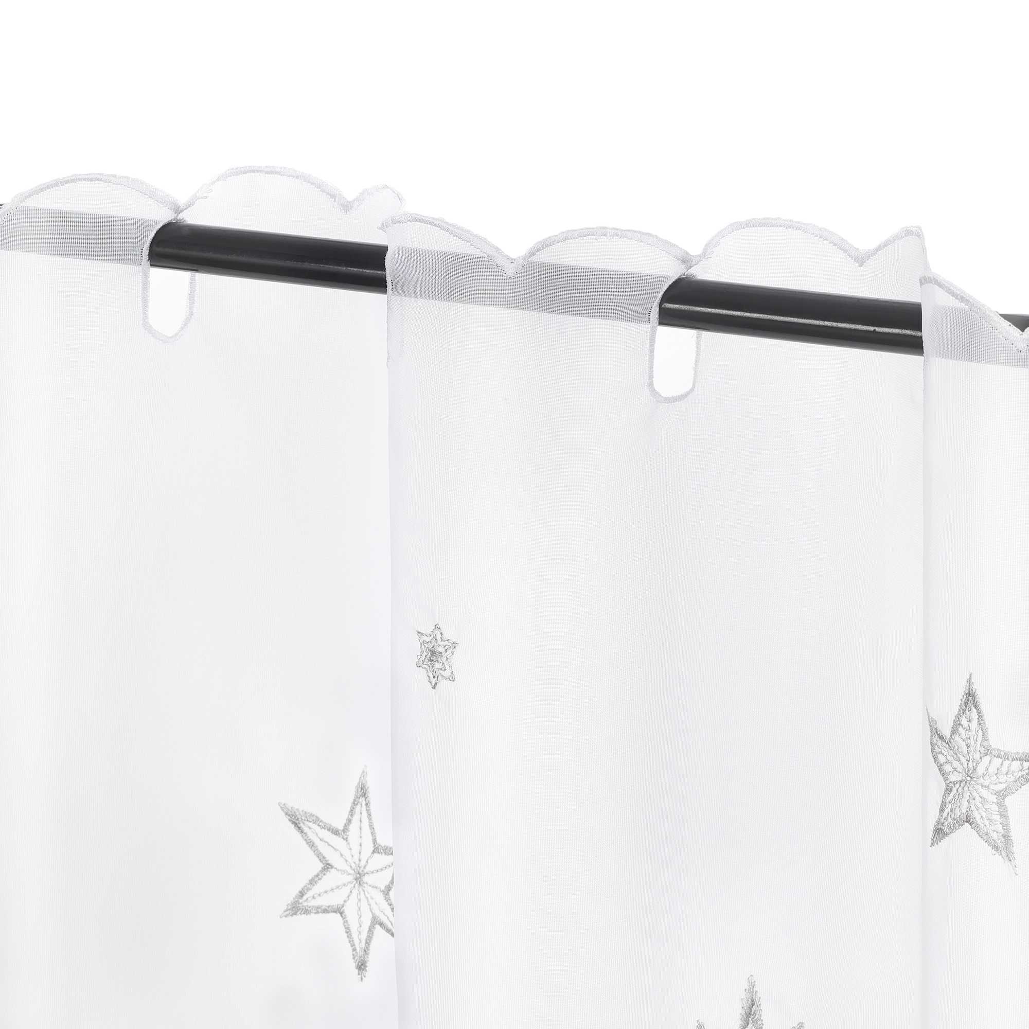 Scheibengardine Transparent Weihnachten mit besticktem Sternmuster - Joyswahl