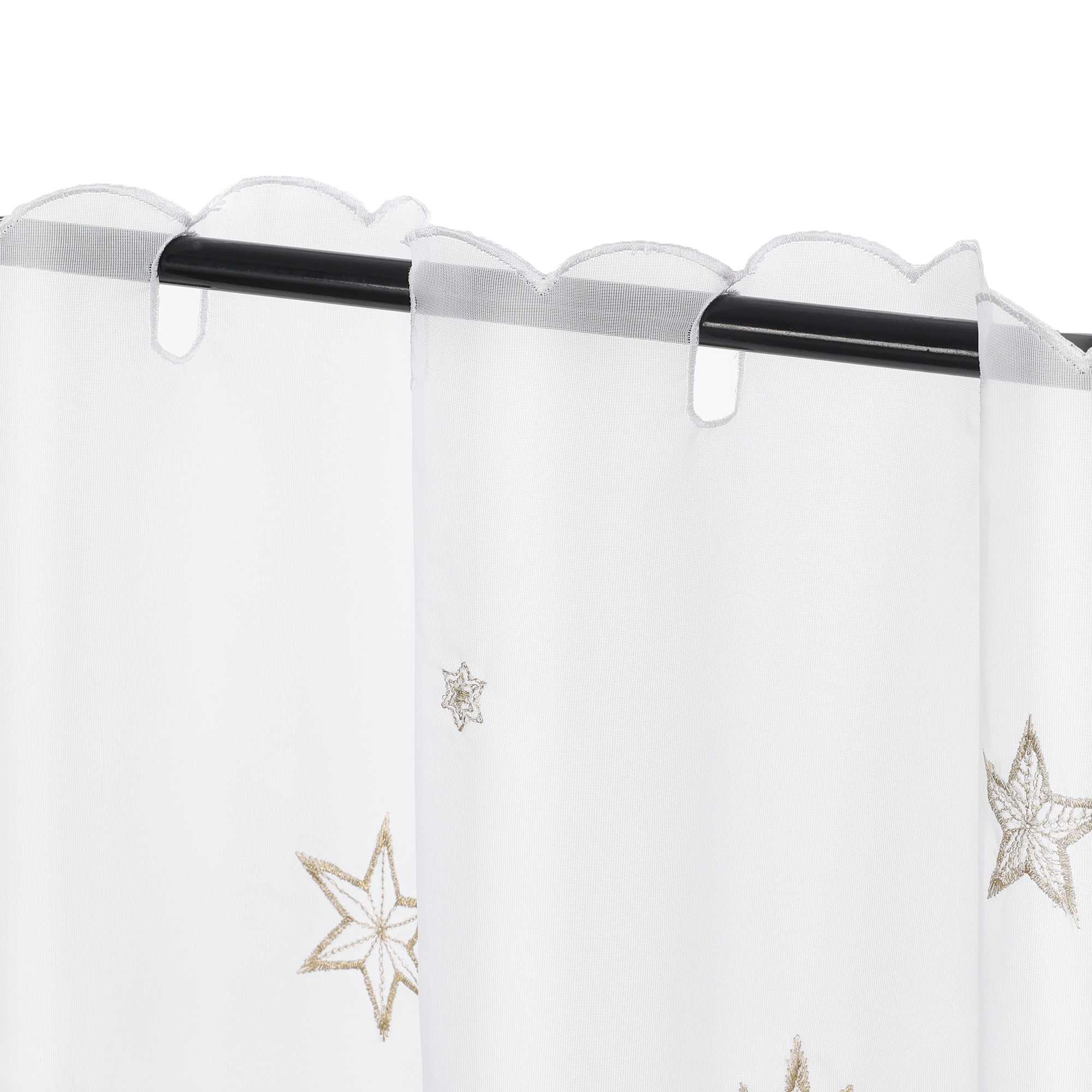 Scheibengardine Transparent Weihnachten mit besticktem Sternmuster - Joyswahl
