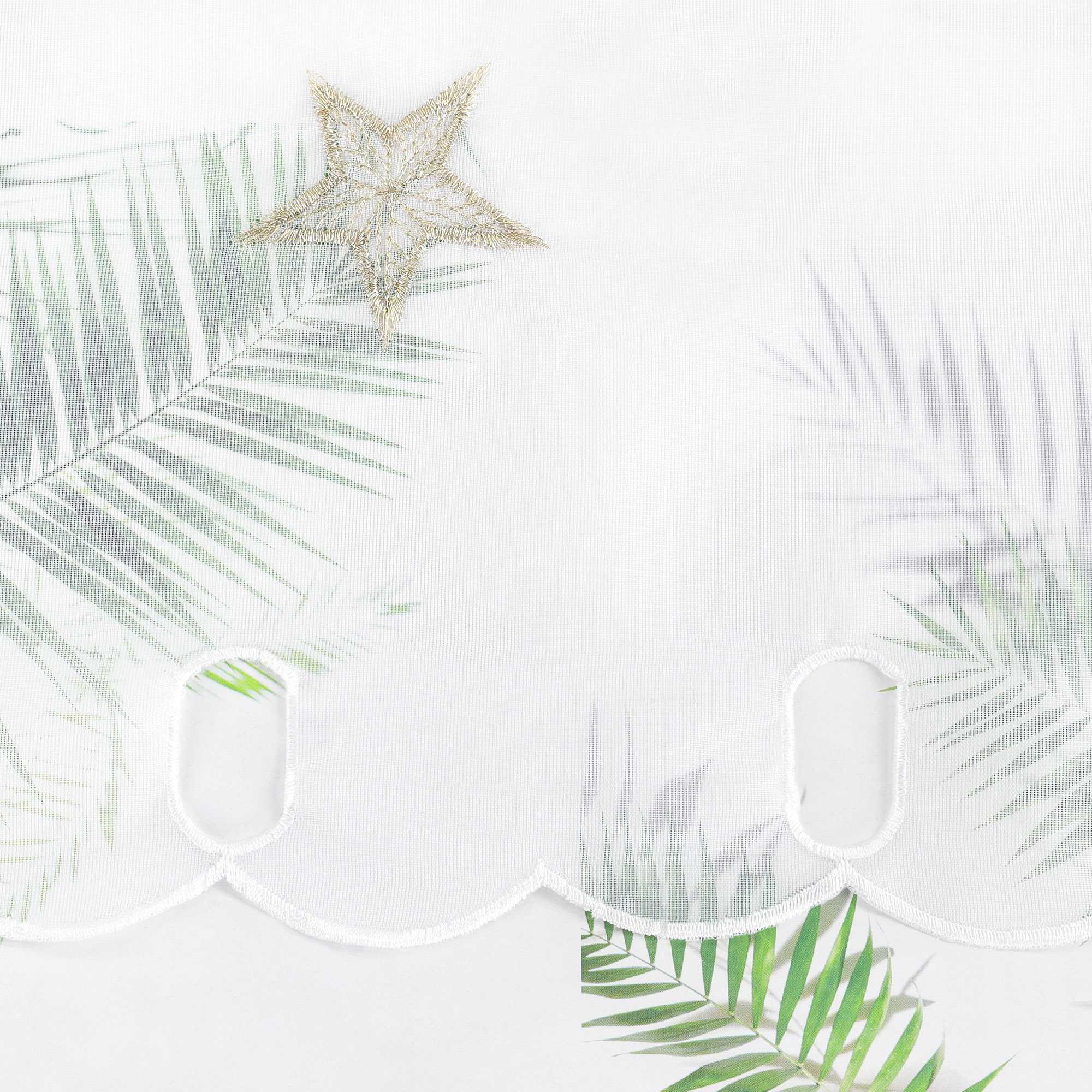 Scheibengardine Transparent Weihnachten mit besticktem Sternmuster - Joyswahl