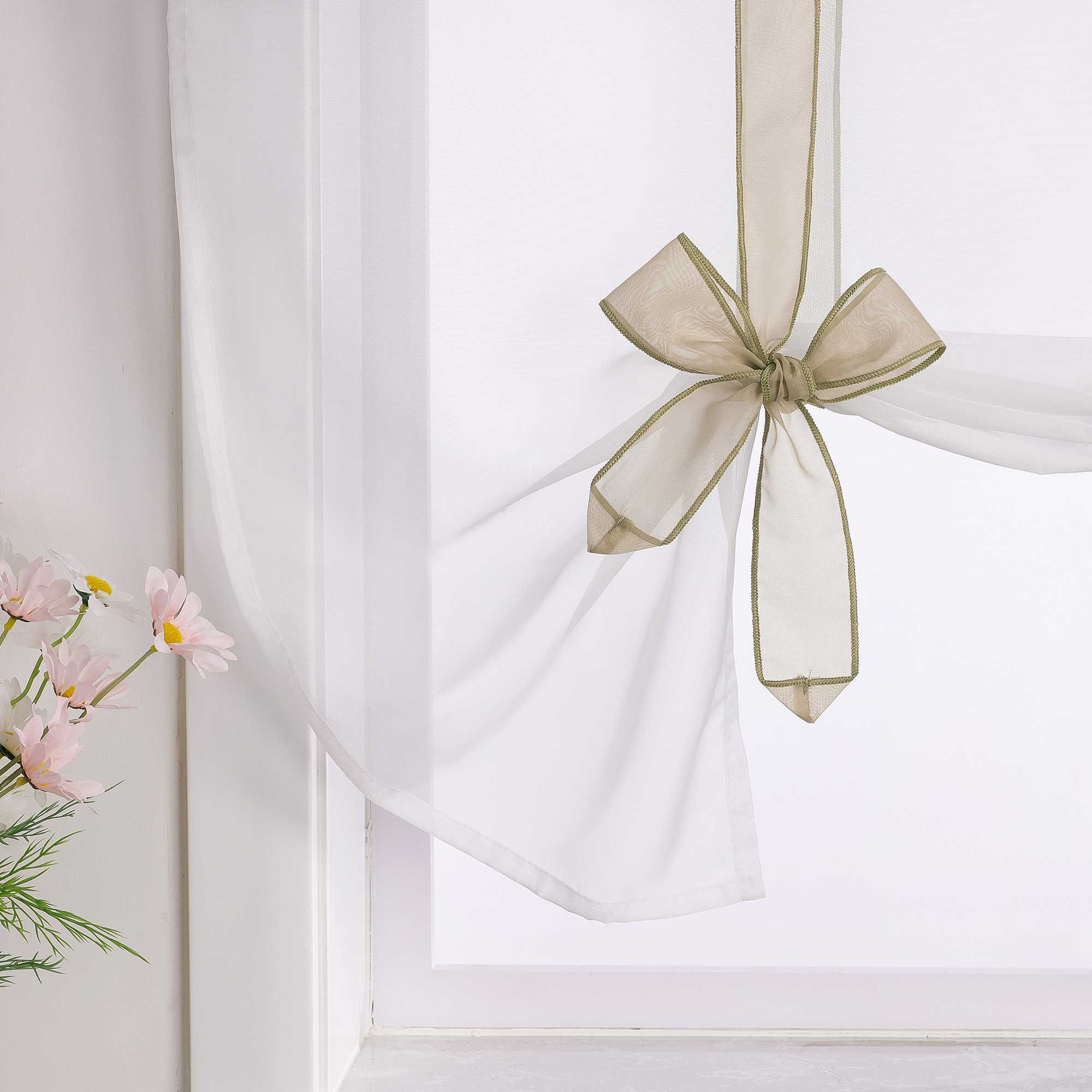 Rollos Schlaufengardine mit Schleifendesign transparent hochziehbar Fensterdeko 1 Stück - Joyswahl