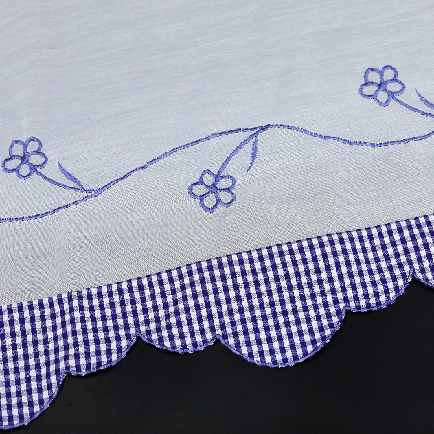 Scheibengardine Bistrogardinen mit Vintage-Karomuster Landhausstil Kurz Küche Gardinen durch Stangendurchzug Stores Weiß 1 Stück - Joyswahl